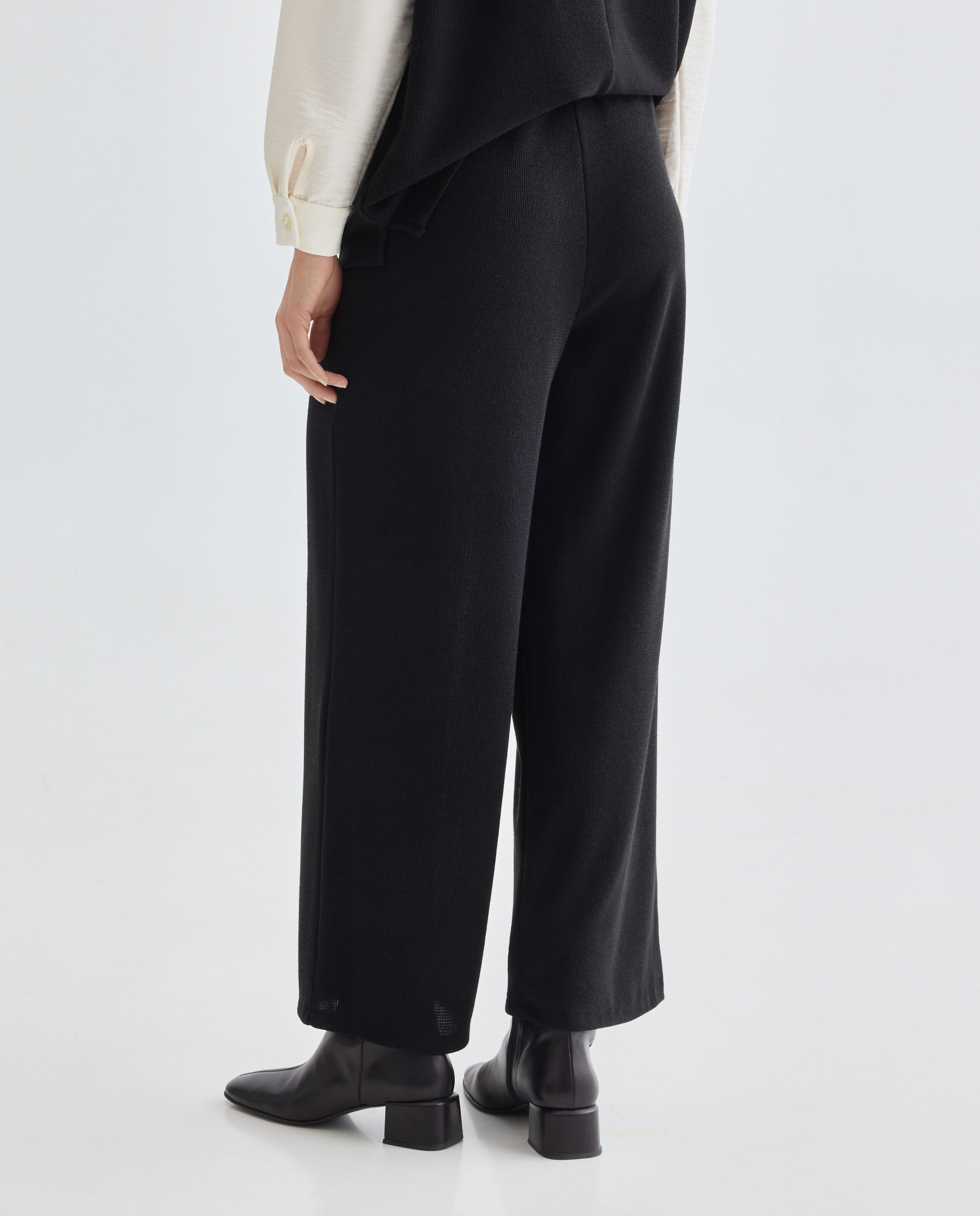 Calças lisas de mulher Preto-3