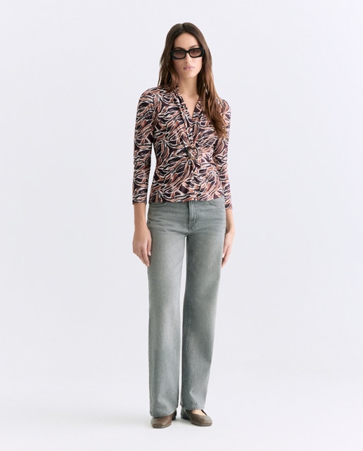 Imagem 0 de Camisola estampada de mulher com manga comprida