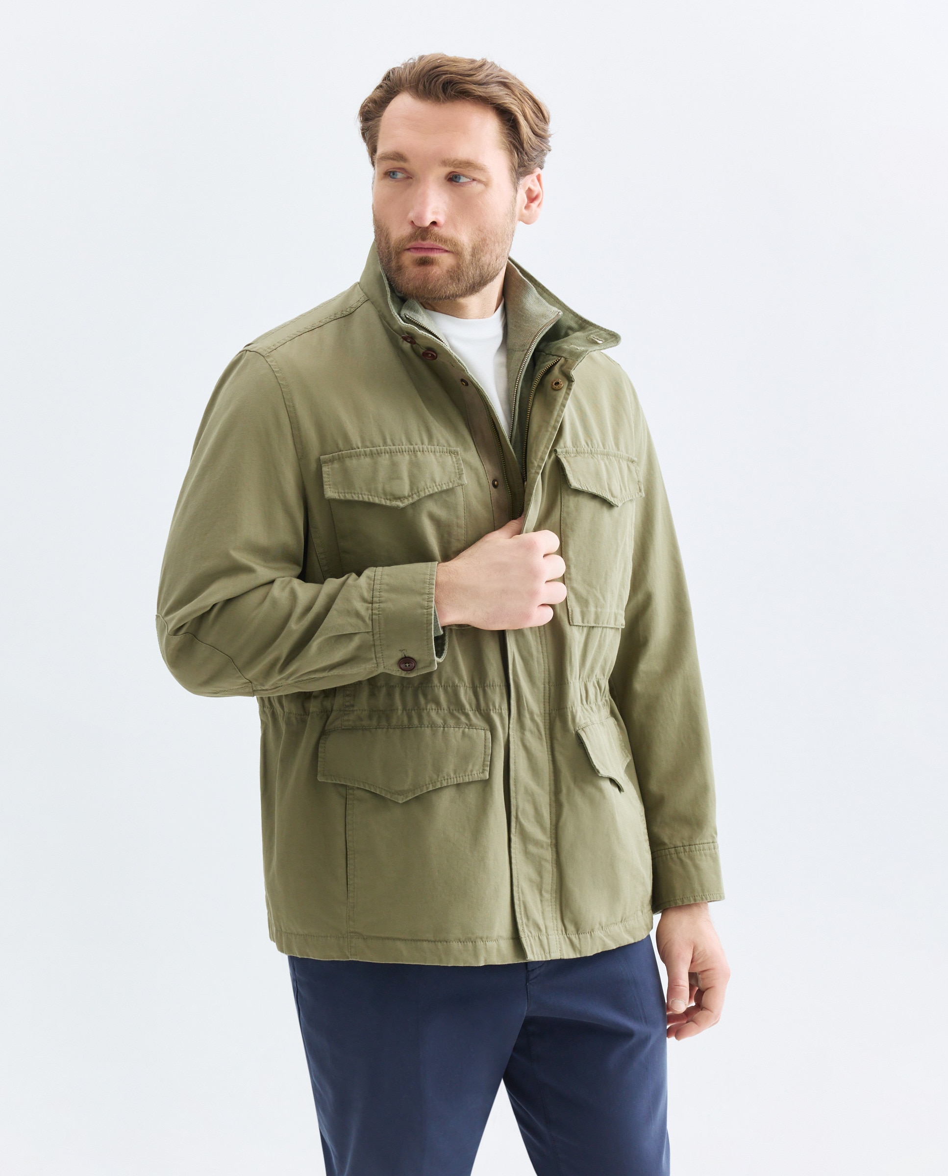 Imagem 0 de Field Jacket Ligeiro com Mistura de Algodão e Linho