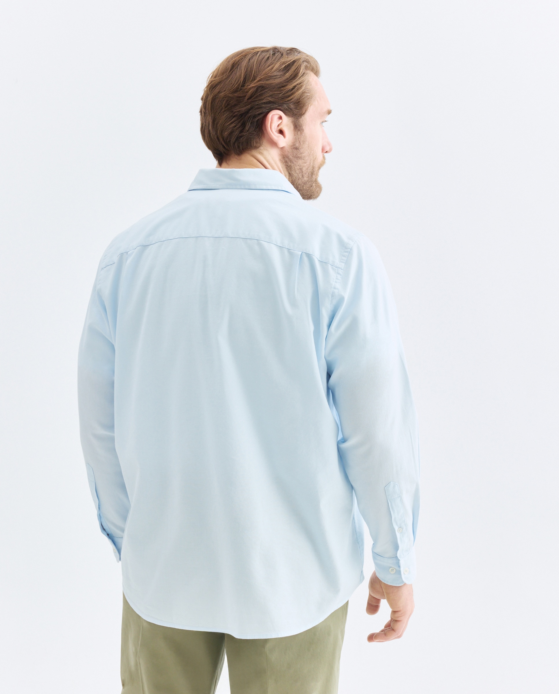 Camisa Casual de Manga Comprida Azul-claro-3