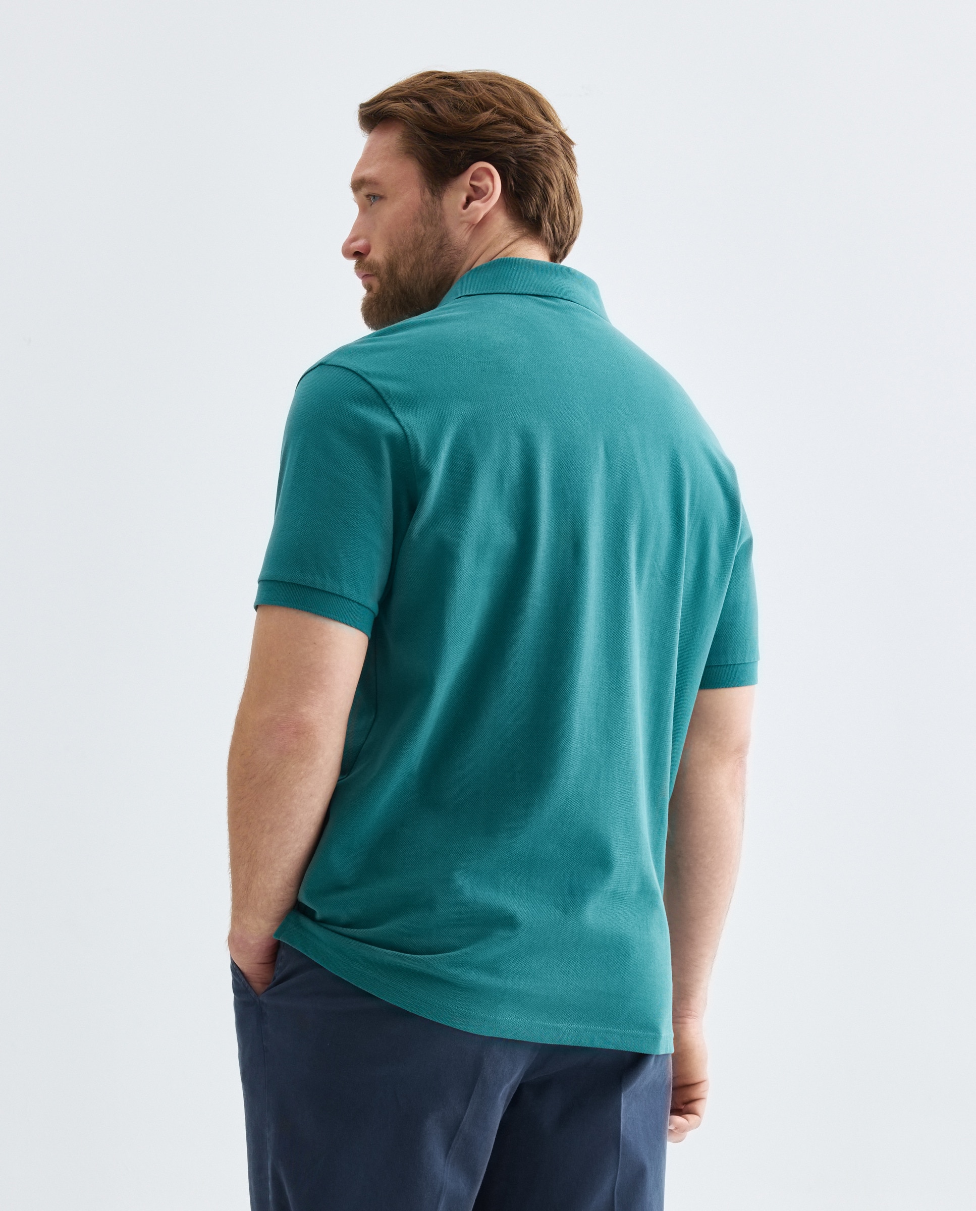 Polo Piqué Liso com Manga Curta Tamanhos Grandes Verde-3