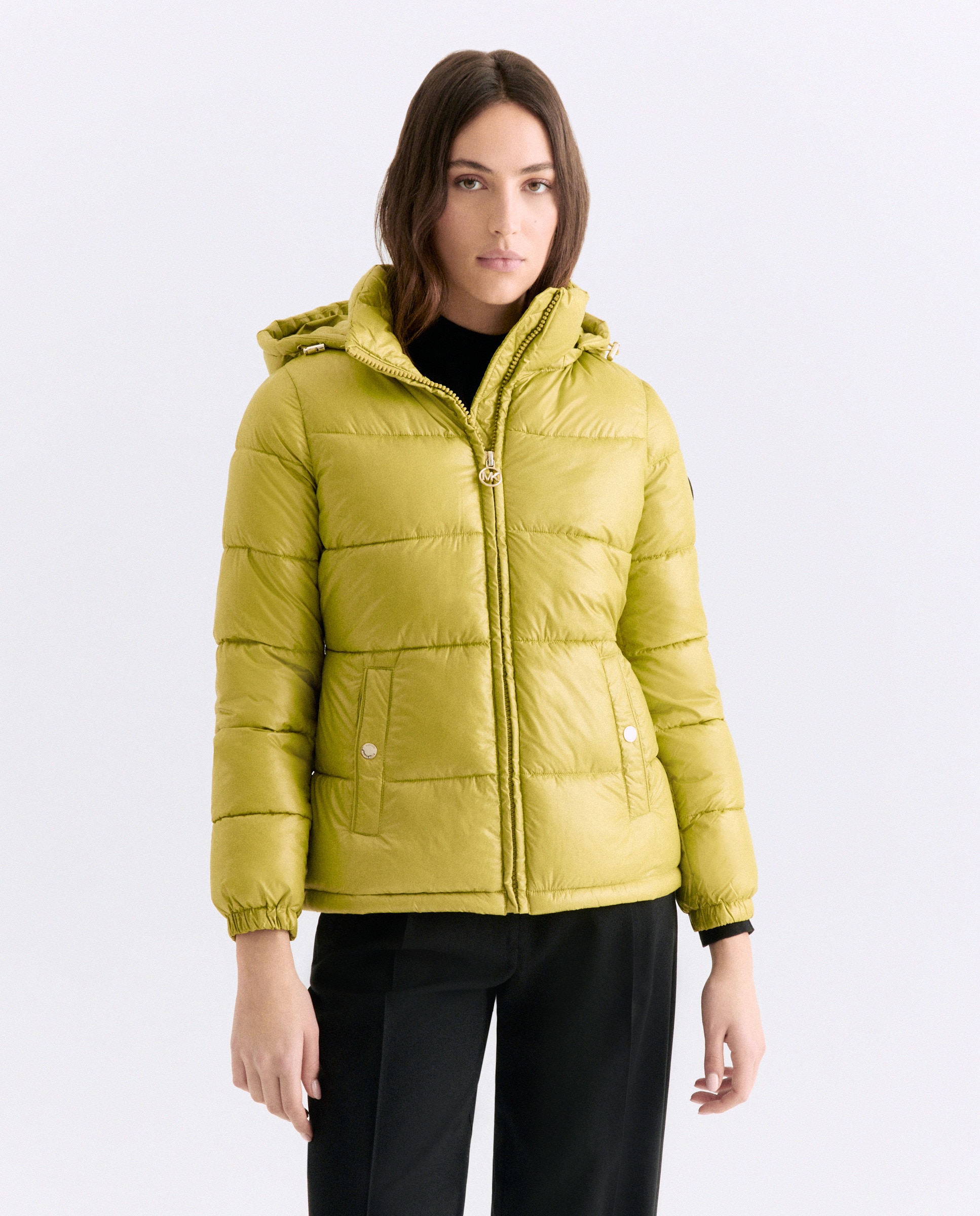 Blusão Acolchoado com Capuz Verde-2