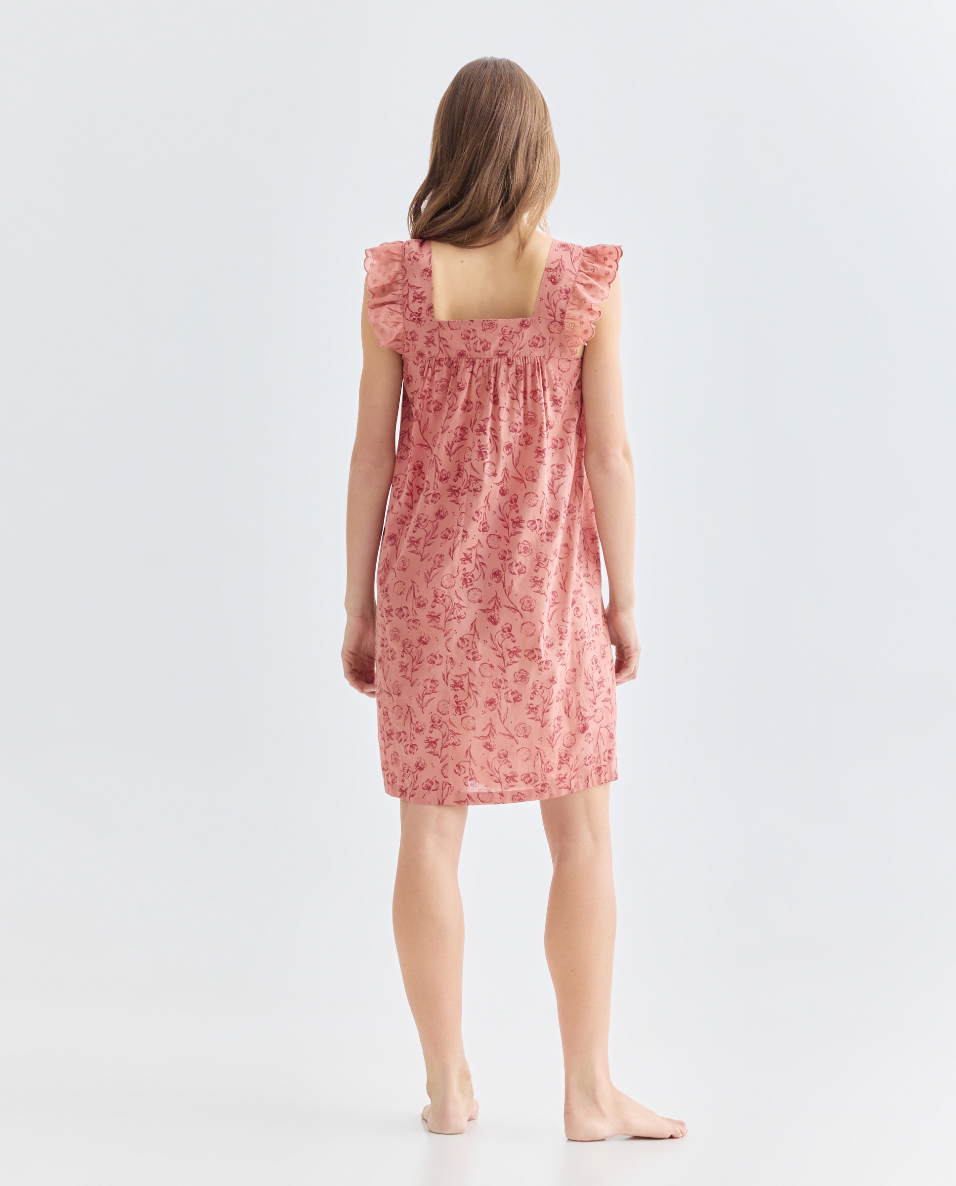 Camisón mujer algodón tirante volante Papaya-2