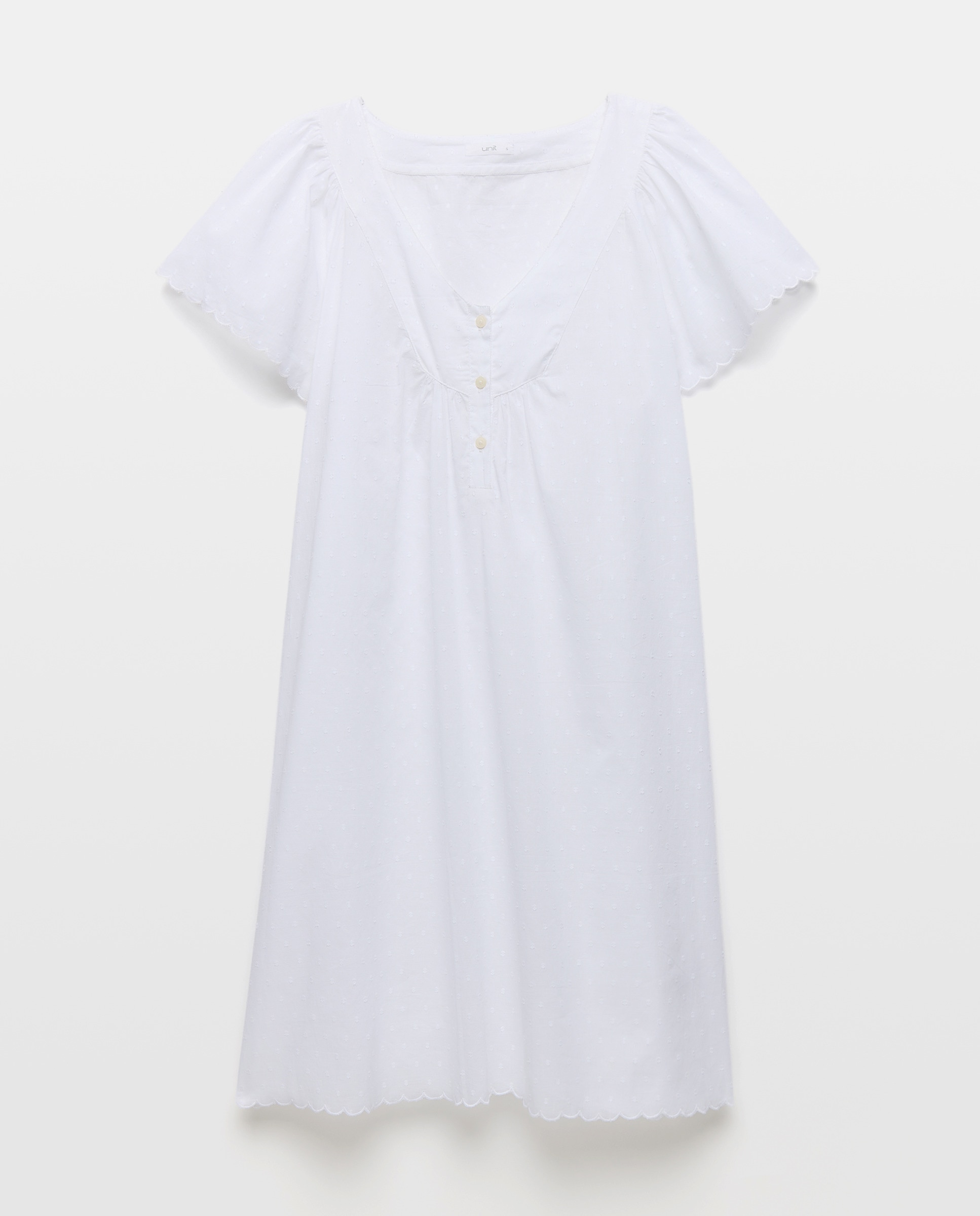 Camisón mujer algodón chambray plumeti Blanco-3