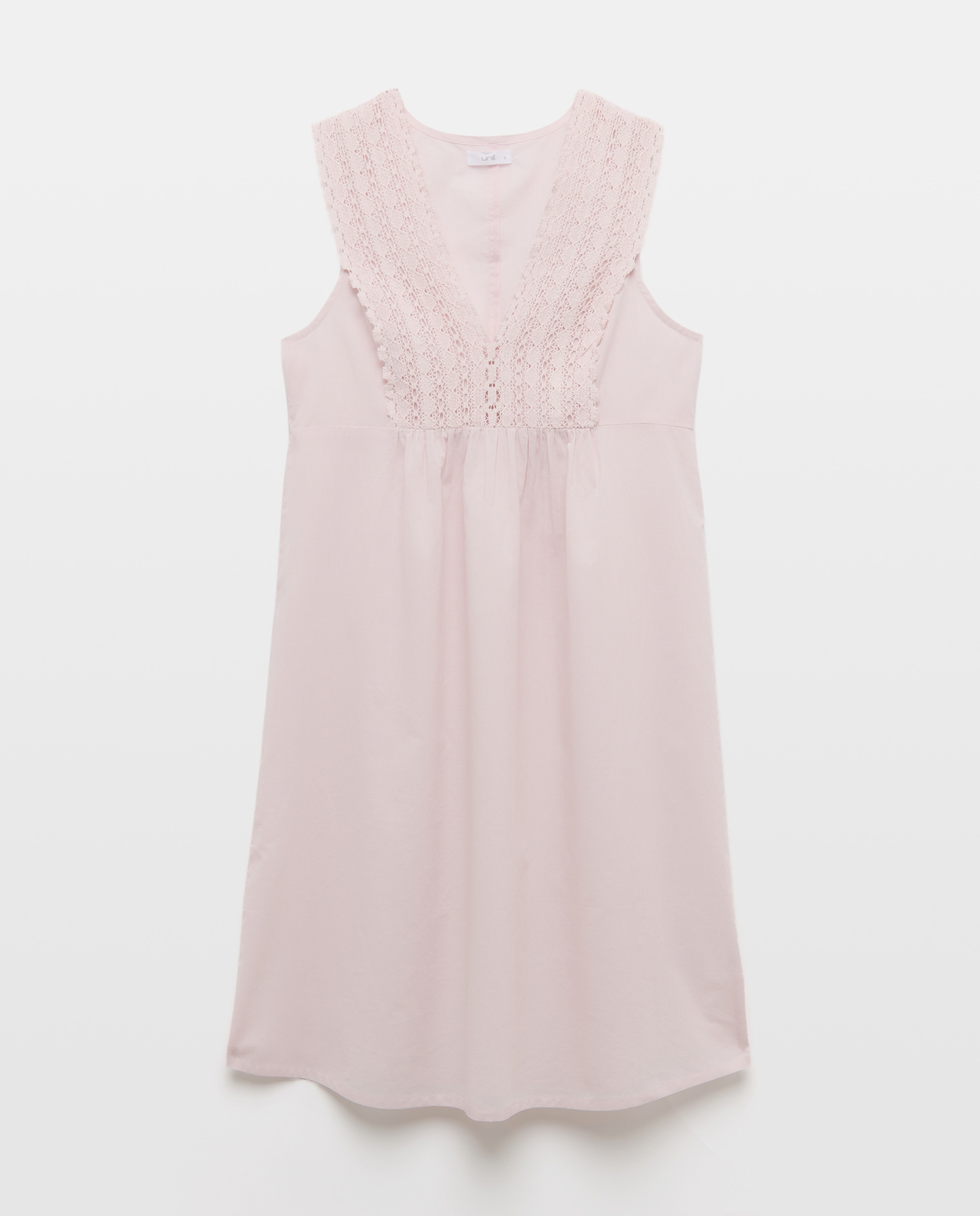 Camisón mujer algodón pico encaje 220 Rosa palo-4