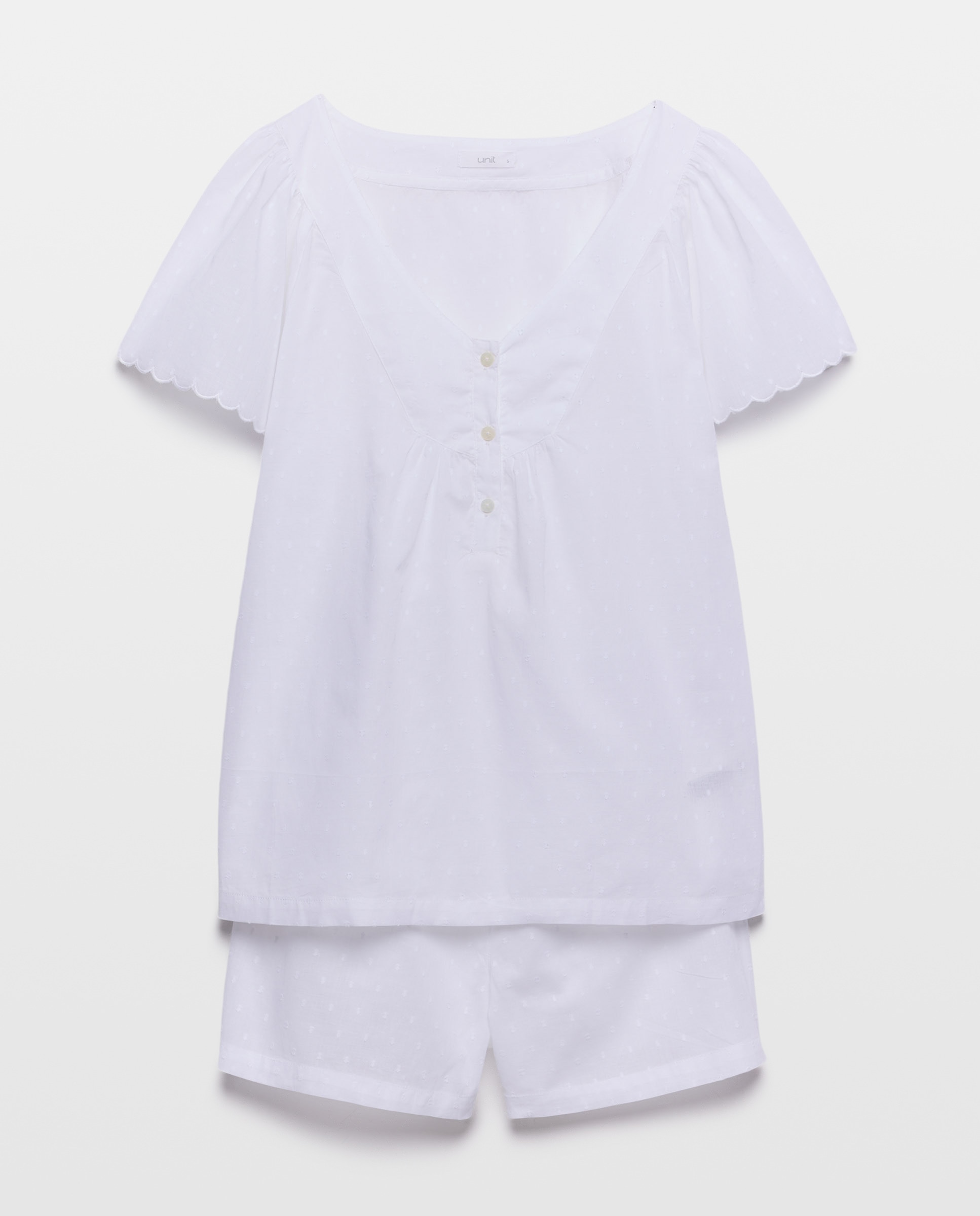 Pijama mujer algodón chambray plumeti Blanco-3