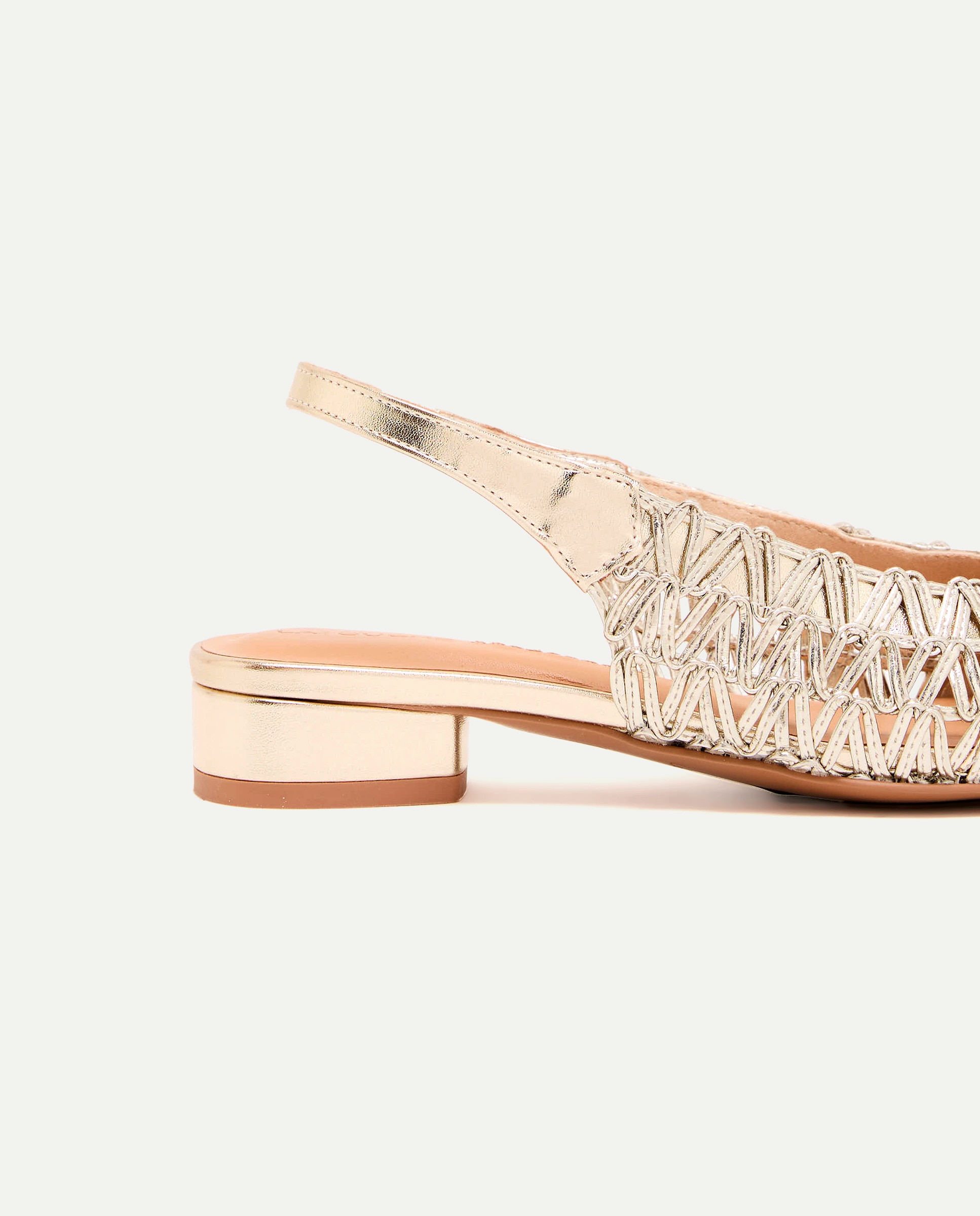 Sapatos de Salto Entrançados Modernos 390 Ouro-5
