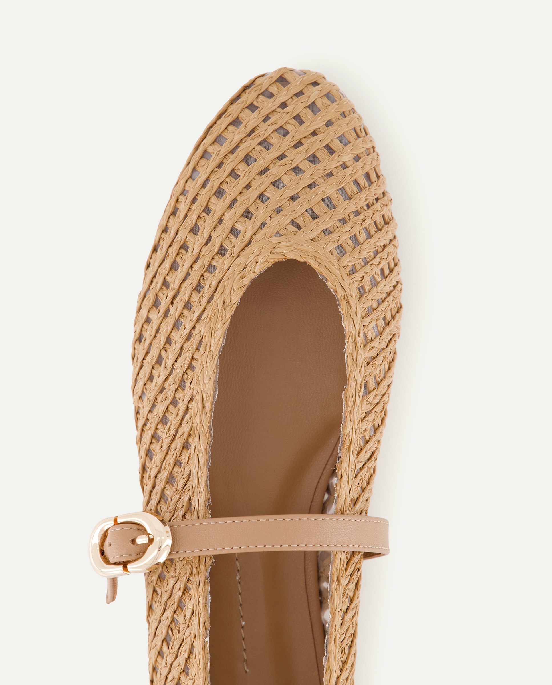 Sapatos Rasos com Pulseira de Ráfia 730 Camel-4