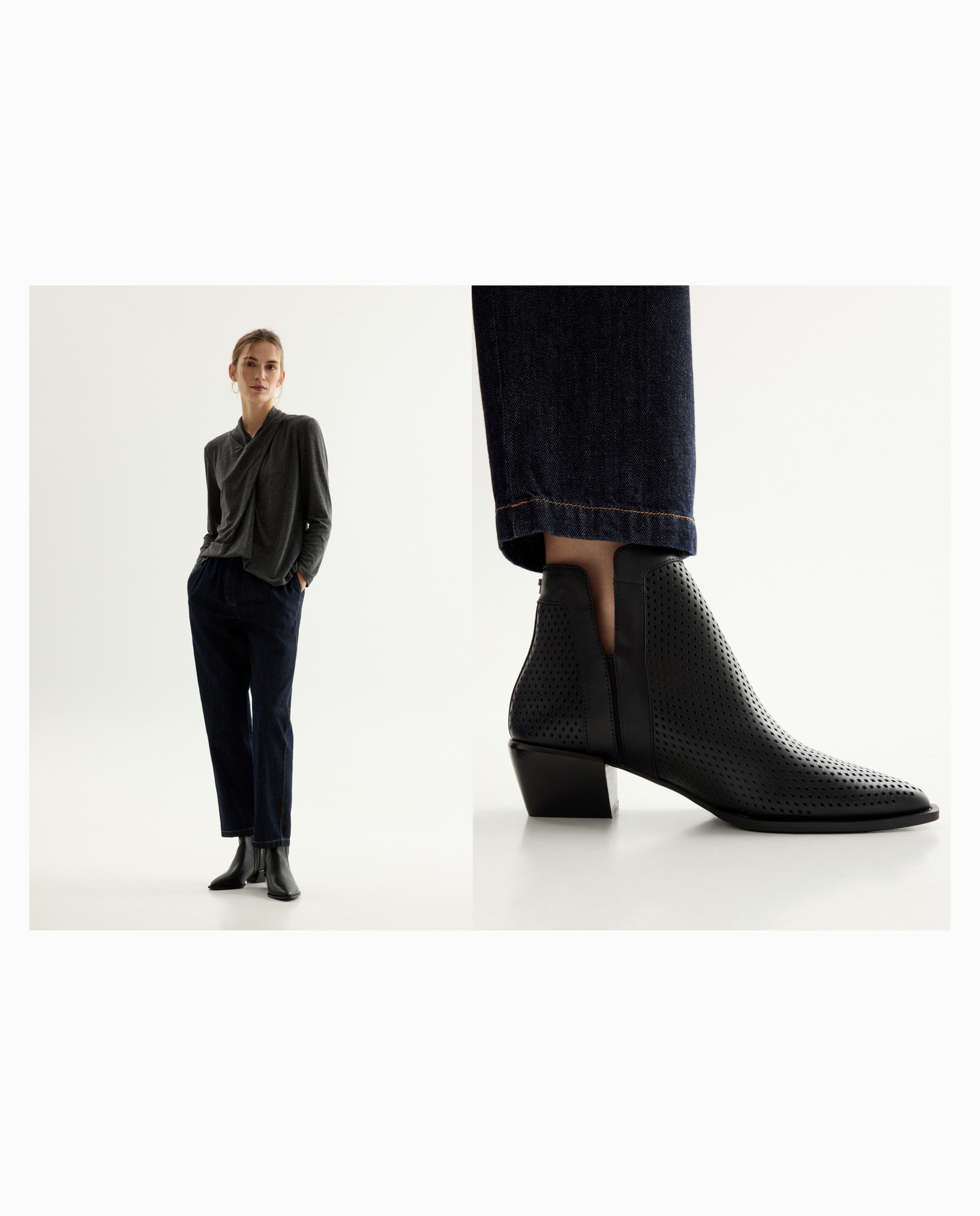 Botins de Tacão Perfurados Preto-6