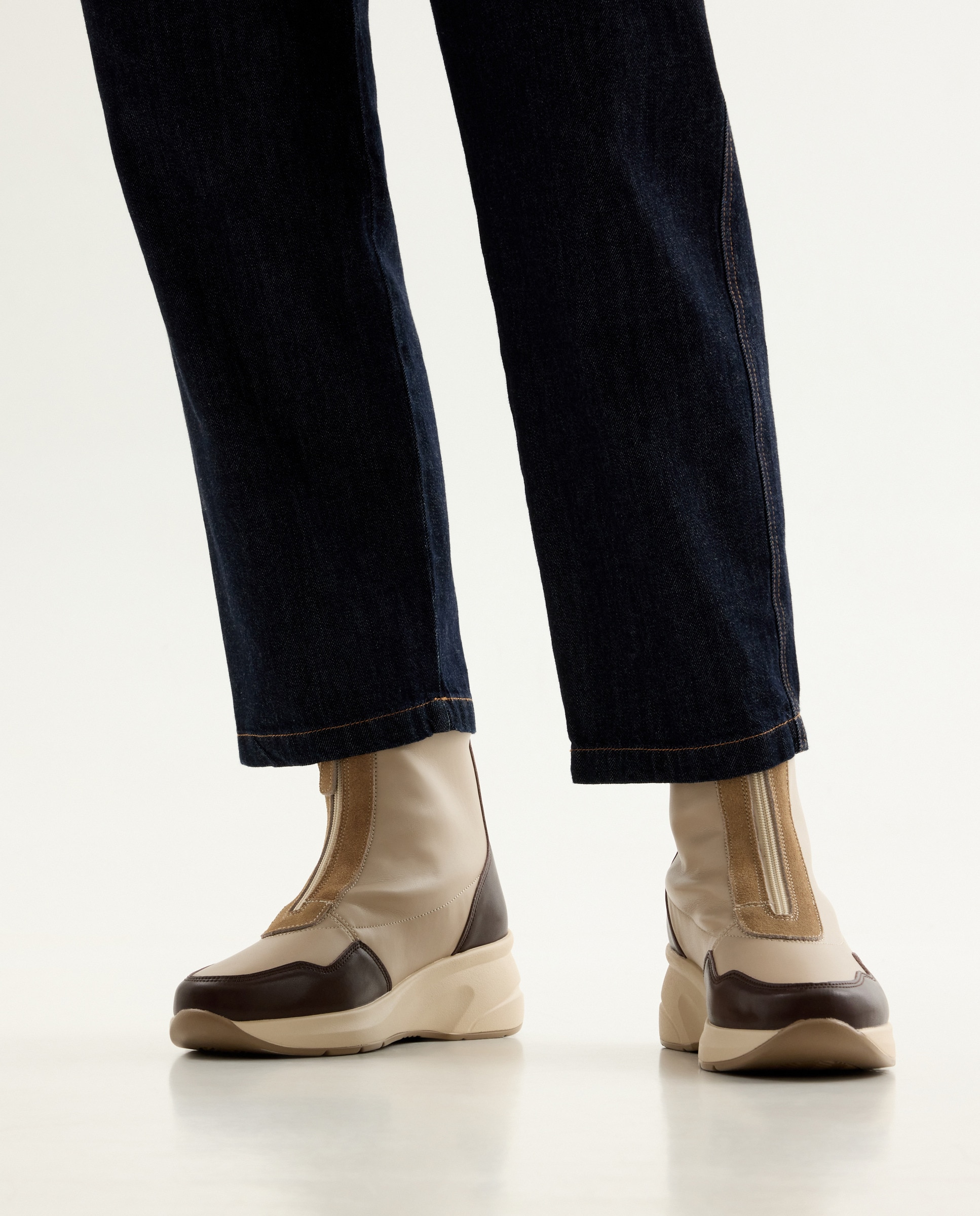 Sapatilhas Running Tipo Botins Elásticos Castanho-6