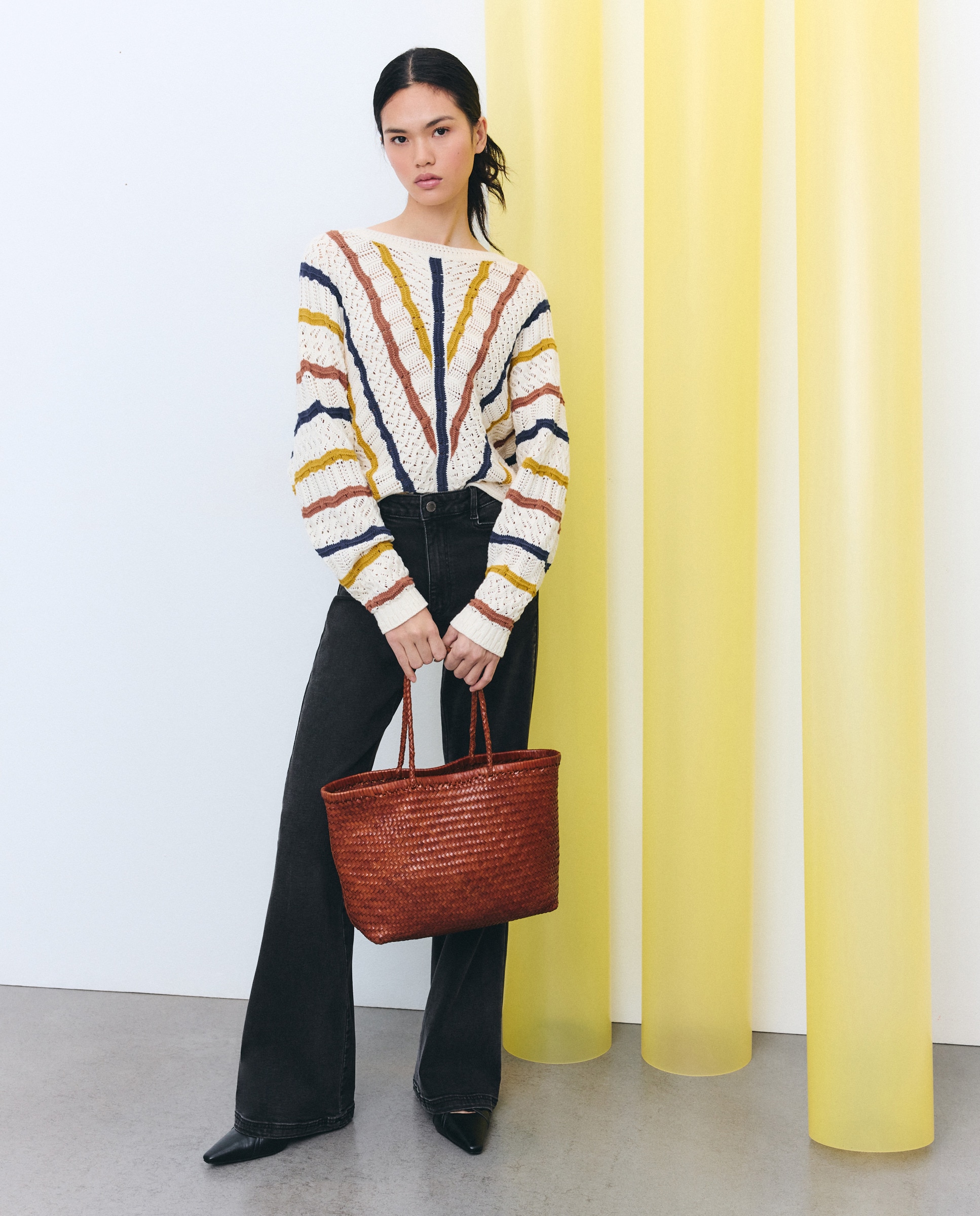 Mala Shopper em Pele com Entrançado Manual 730 Camel-6