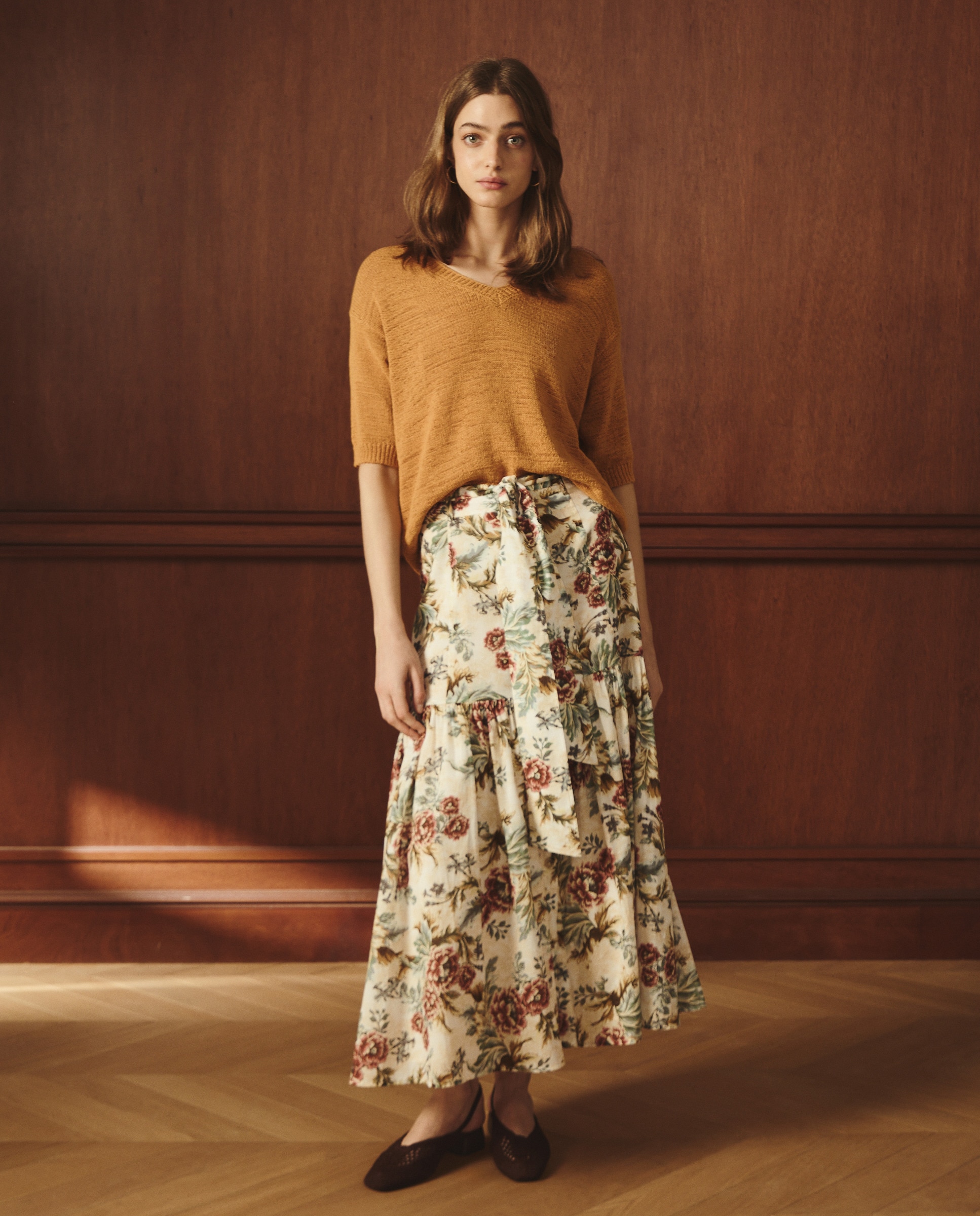 Imagem 0 de Camisola de malha com manga curta e decote em bico