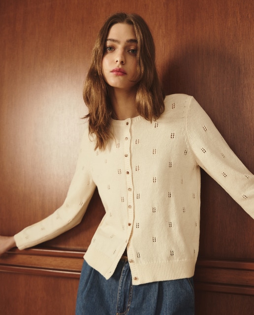 Imagem 0 de Cardigan com Decote Redondo Openwork