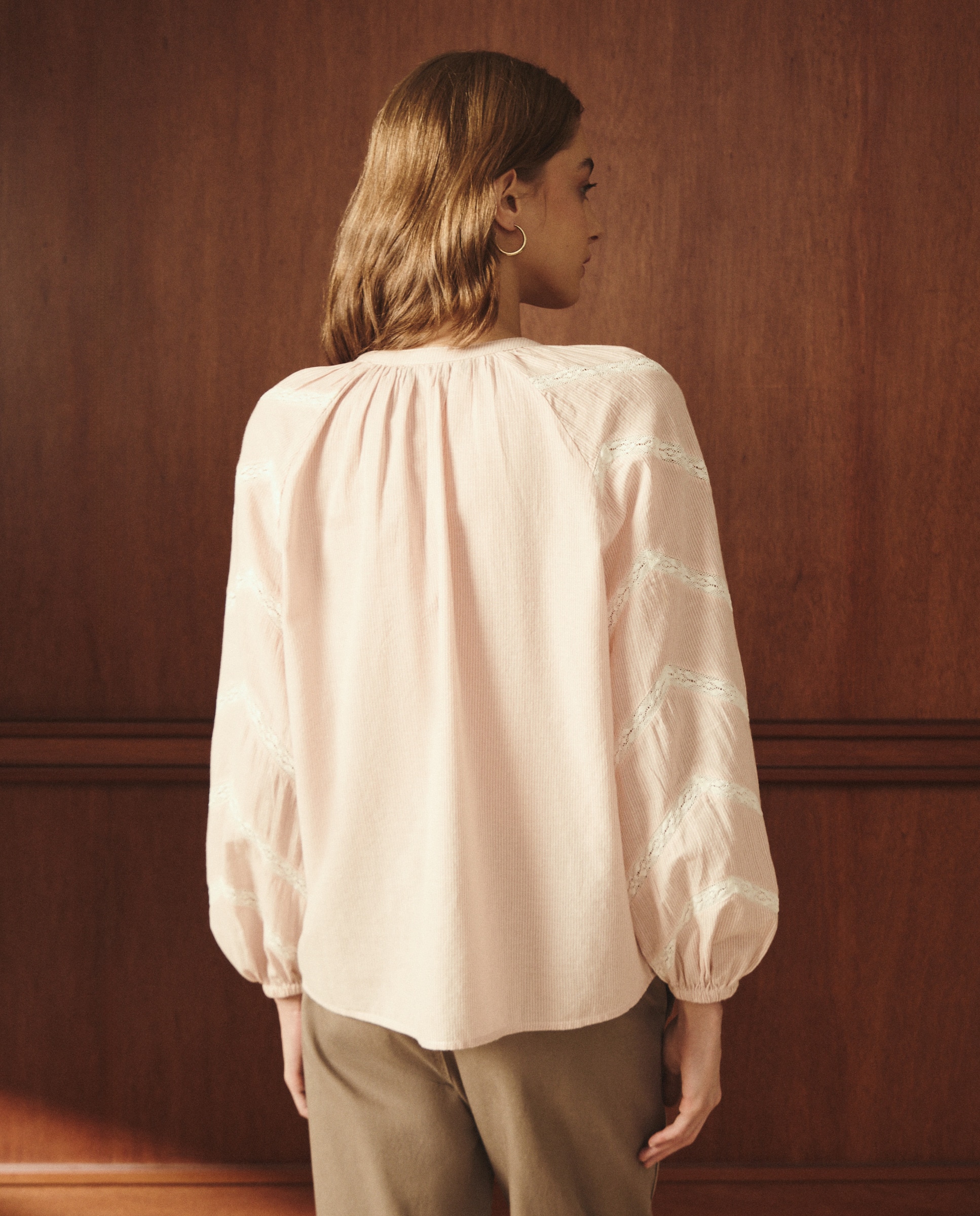 Blusa de Estilo Romântico com Manga Comprida 200 Rosa-3