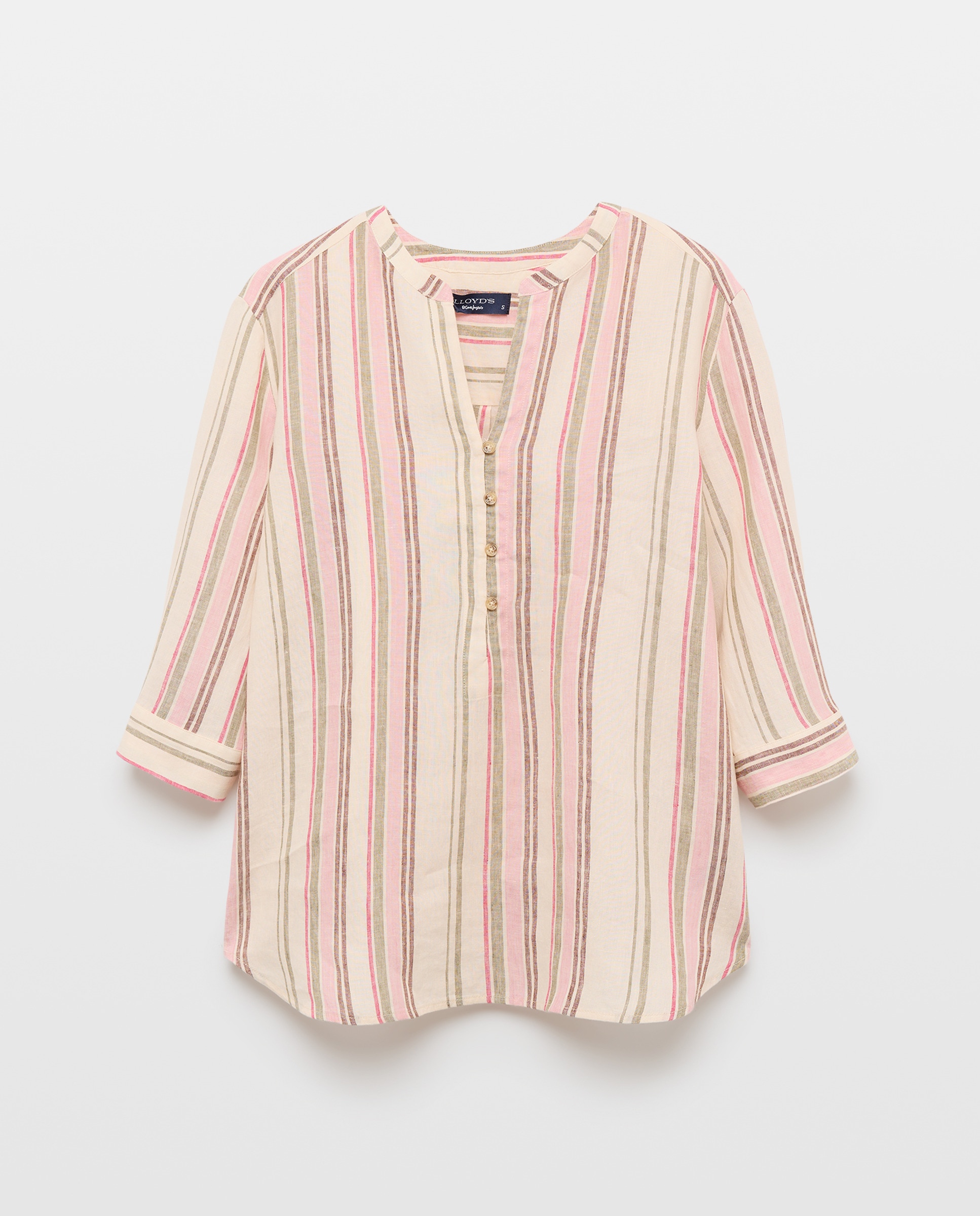 Blusa de Linho com Estampado às Riscas Branco-5