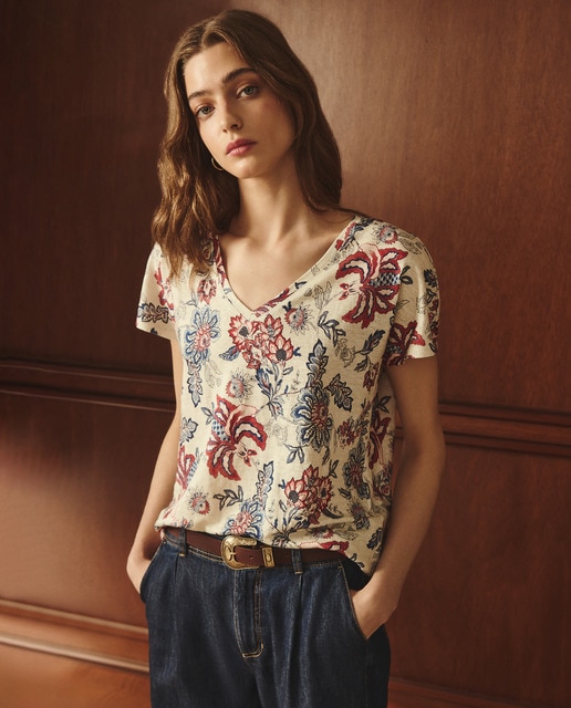 Imagem 0 de T-shirt de Linho com Manga Curta