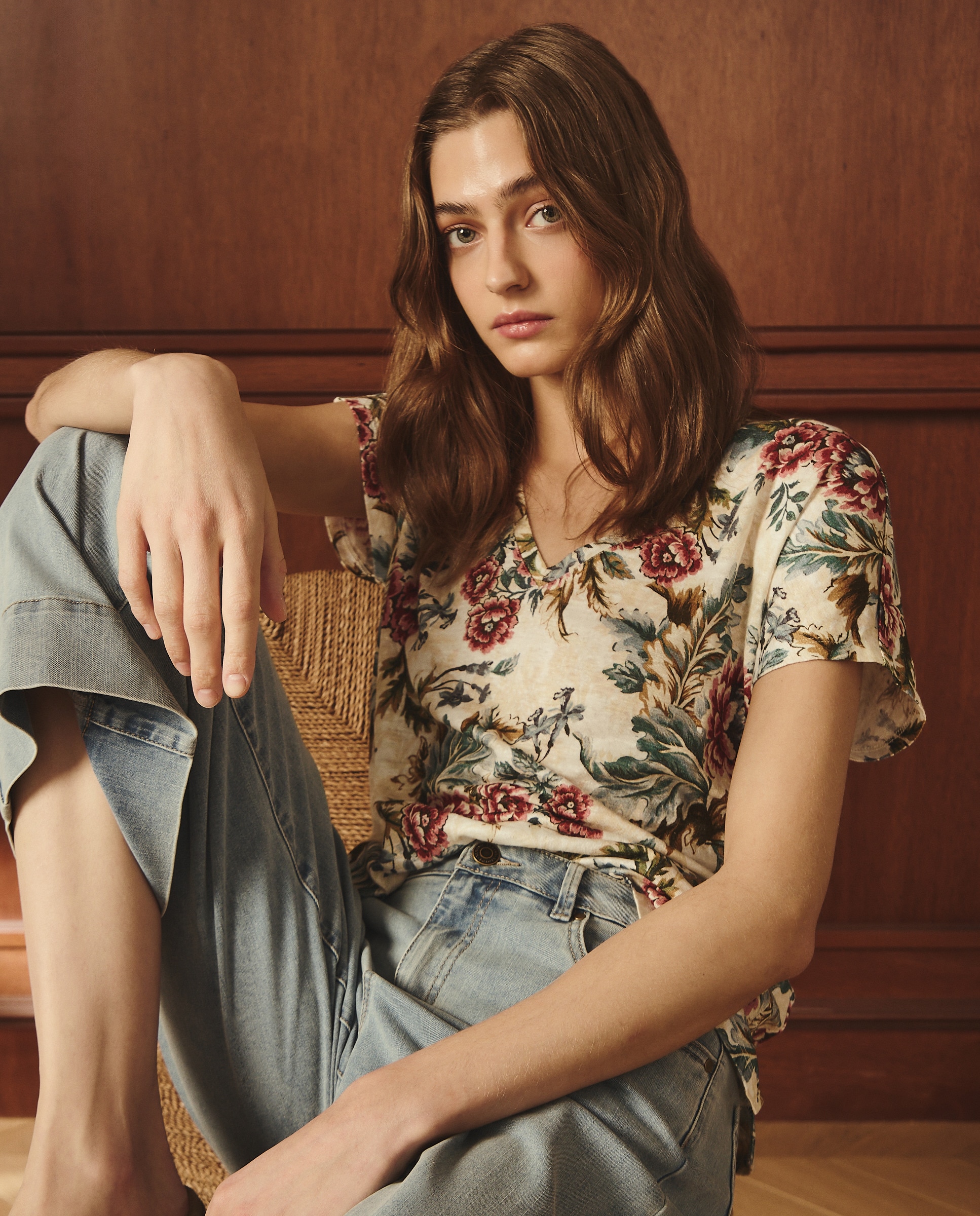 T-shirt de Linho com Manga Curta Branco-1