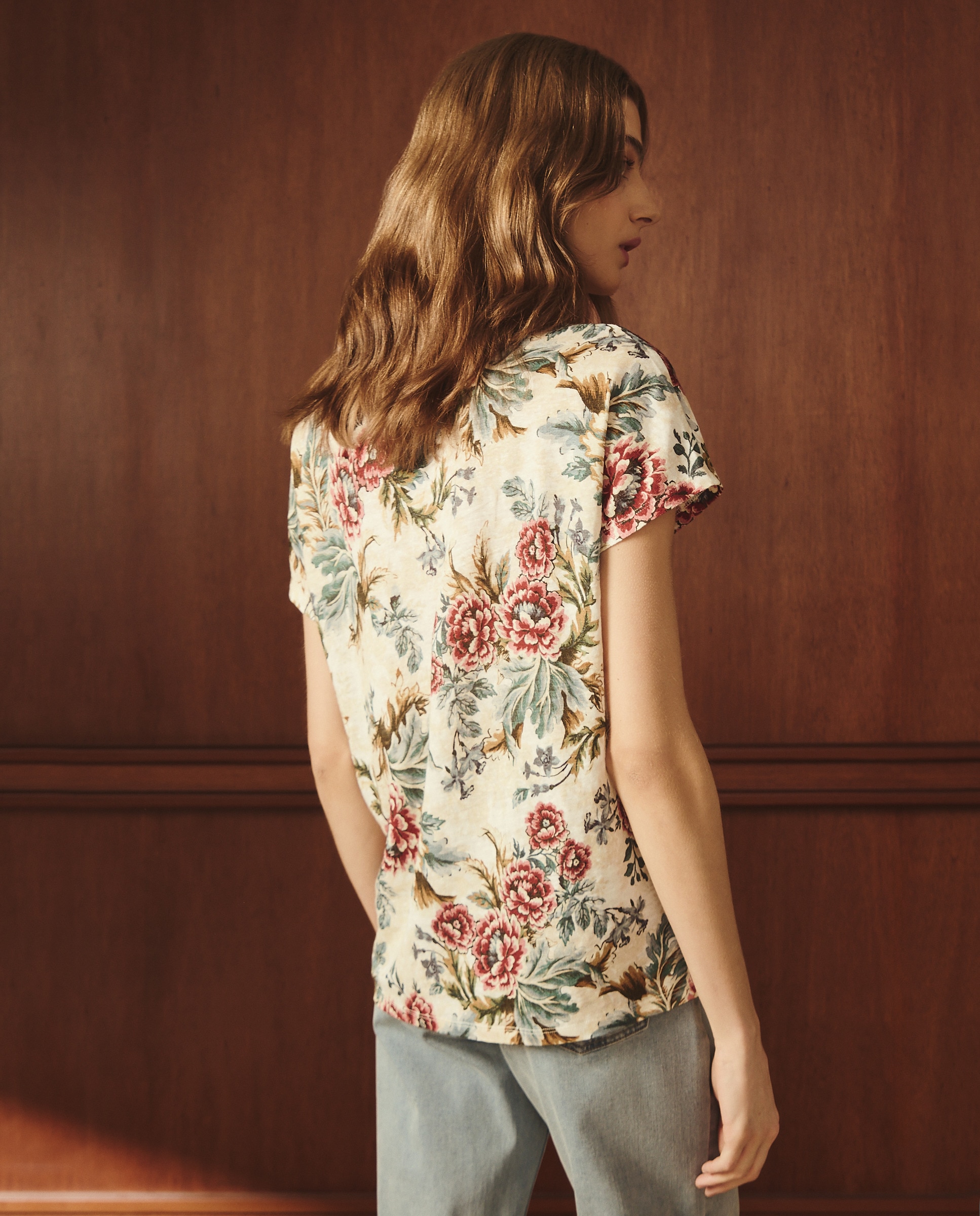 T-shirt de Linho com Manga Curta Branco-3