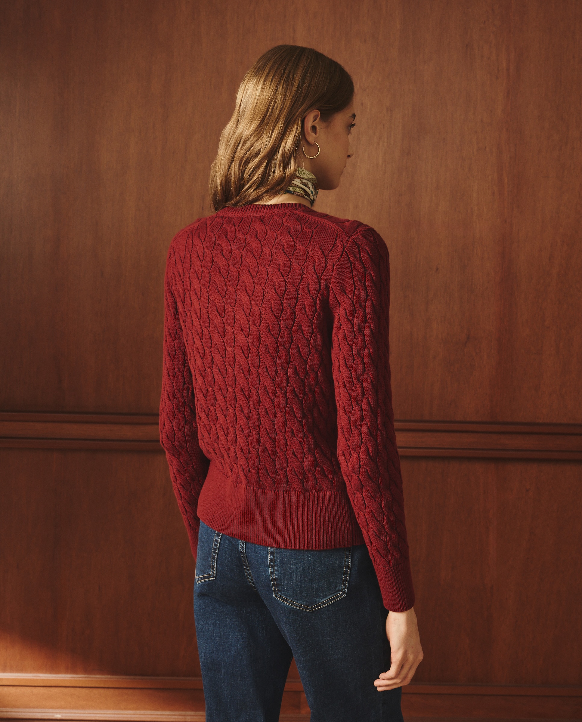 Cardigan com manga comprida Vermelhão-3