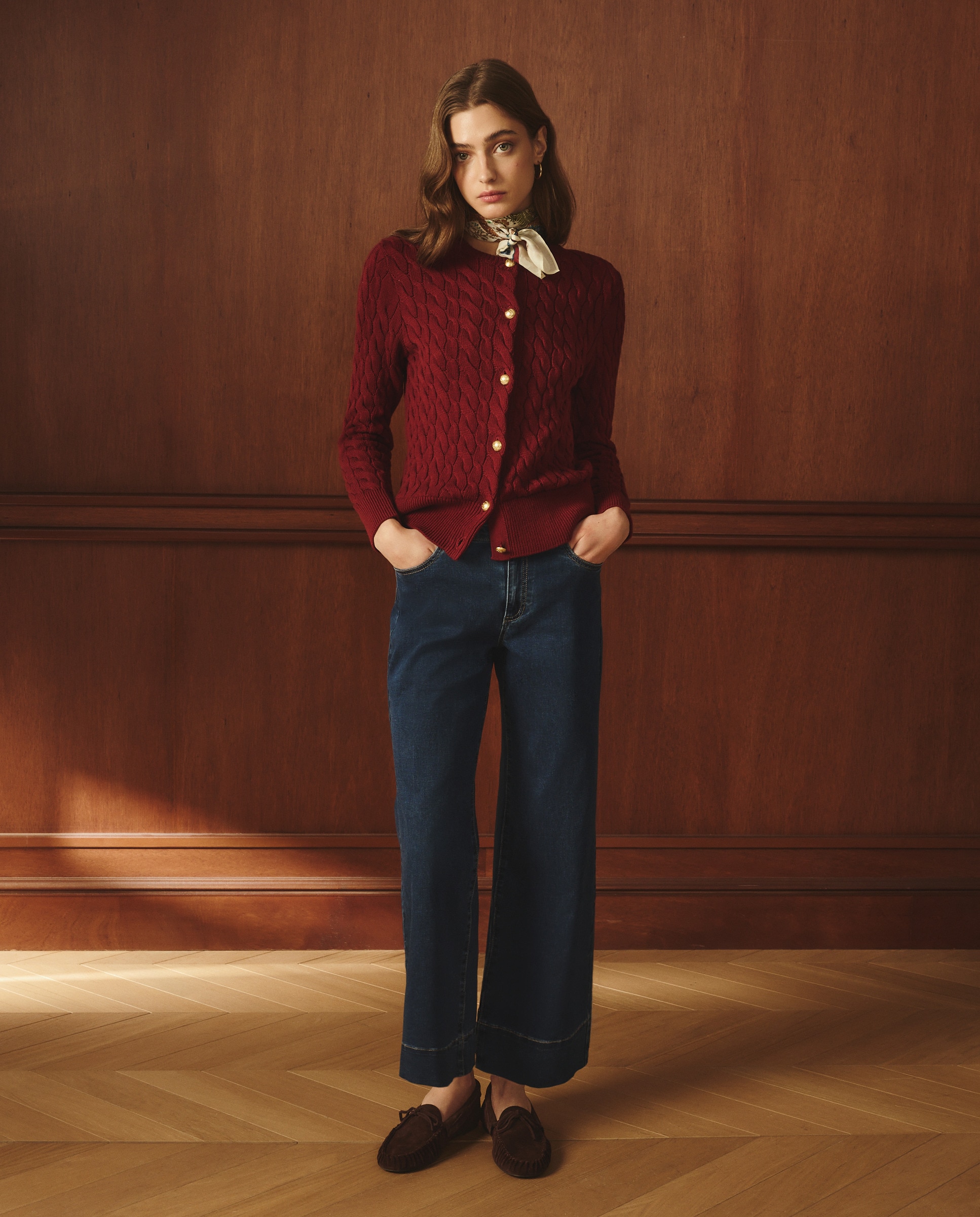 Cardigan com manga comprida Vermelhão-2