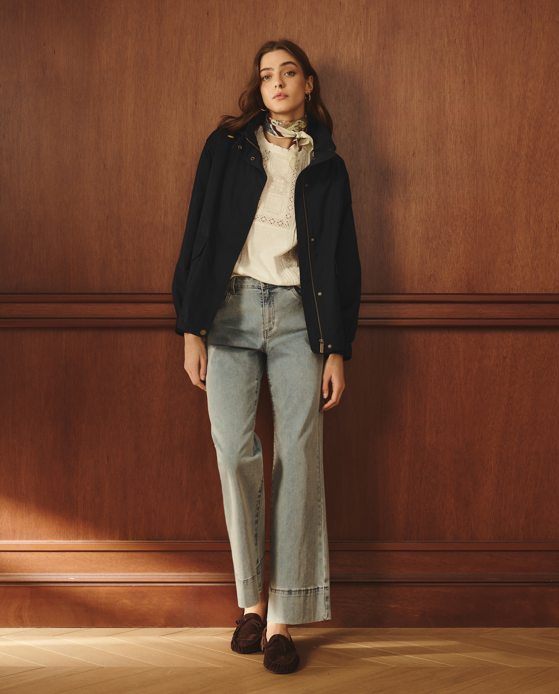 Parka Lisa Ligeira Curta com Capuz Azul-marinho-1