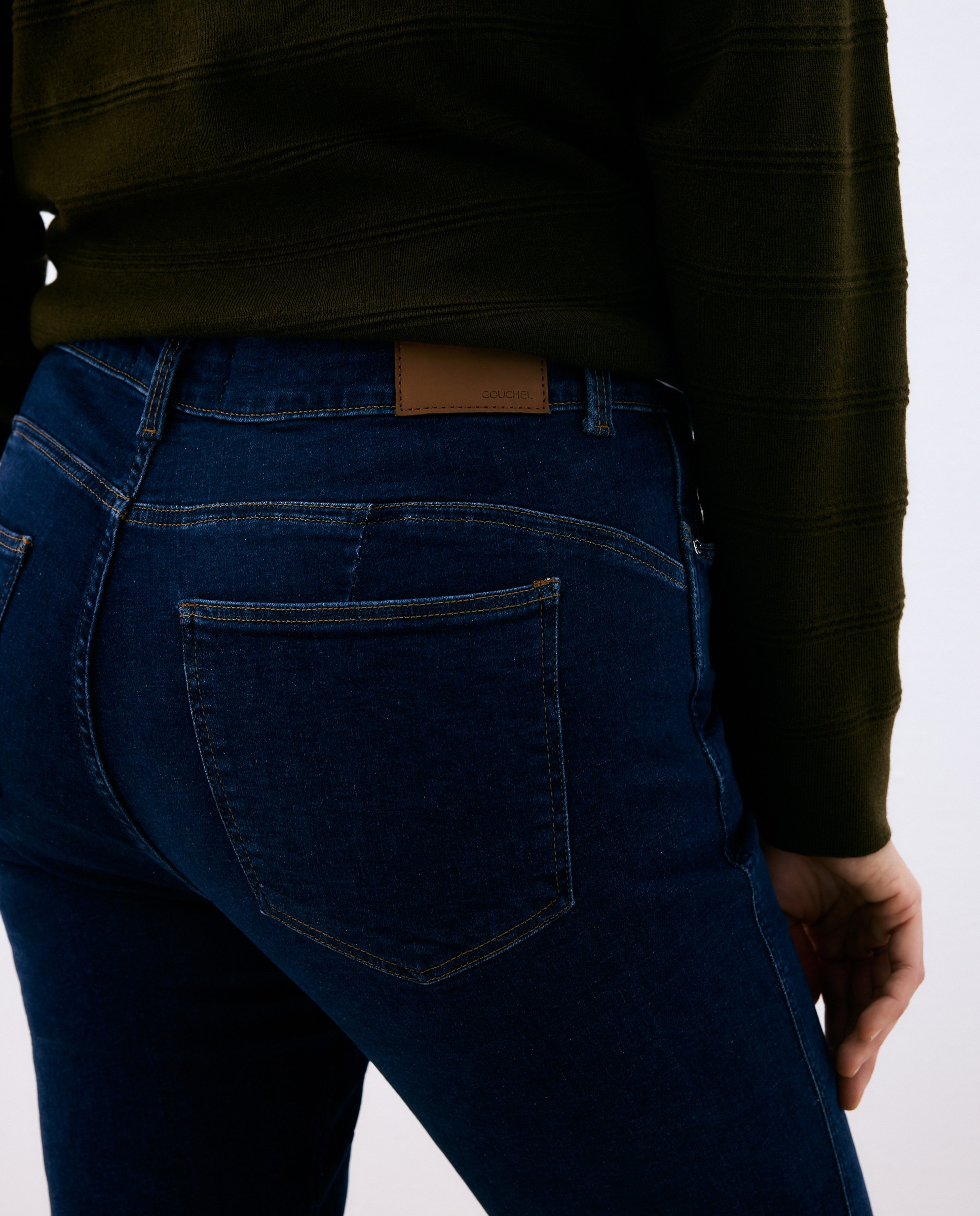 Jeans de Cinco Bolsos Push-Up Azul-escuro-4