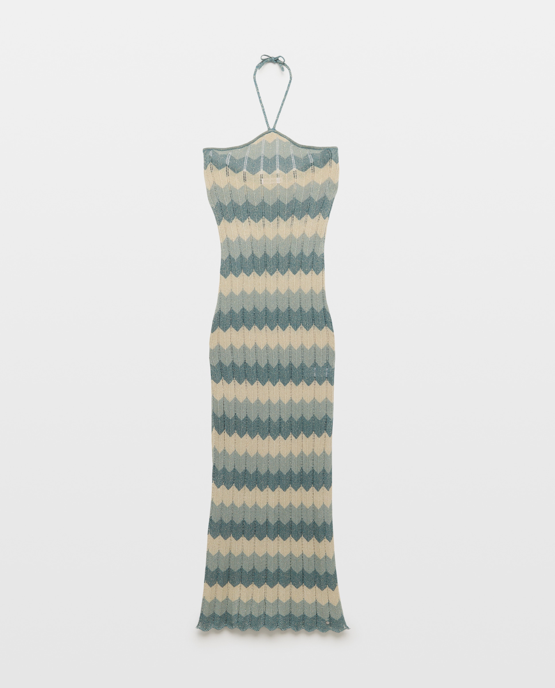 Vestido de Tricot com Chevron Verde-4