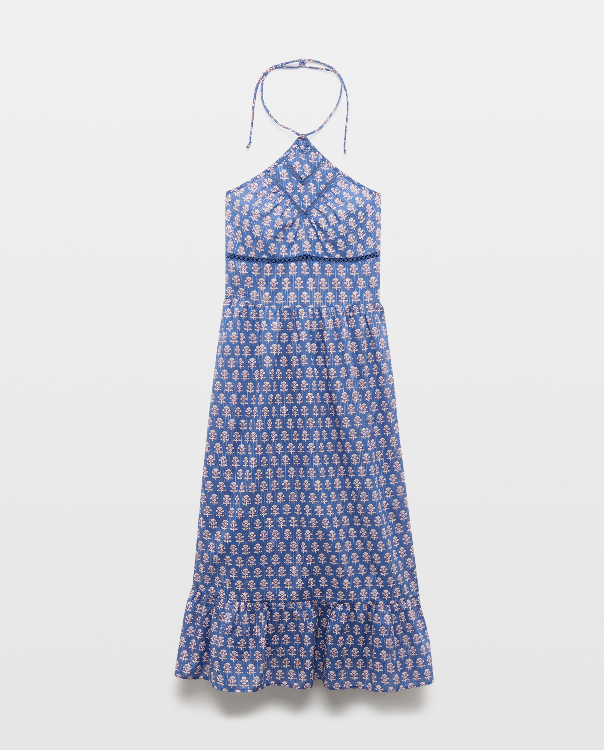 Vestido Comprido Halter com Estampado 490 Petróleo-4