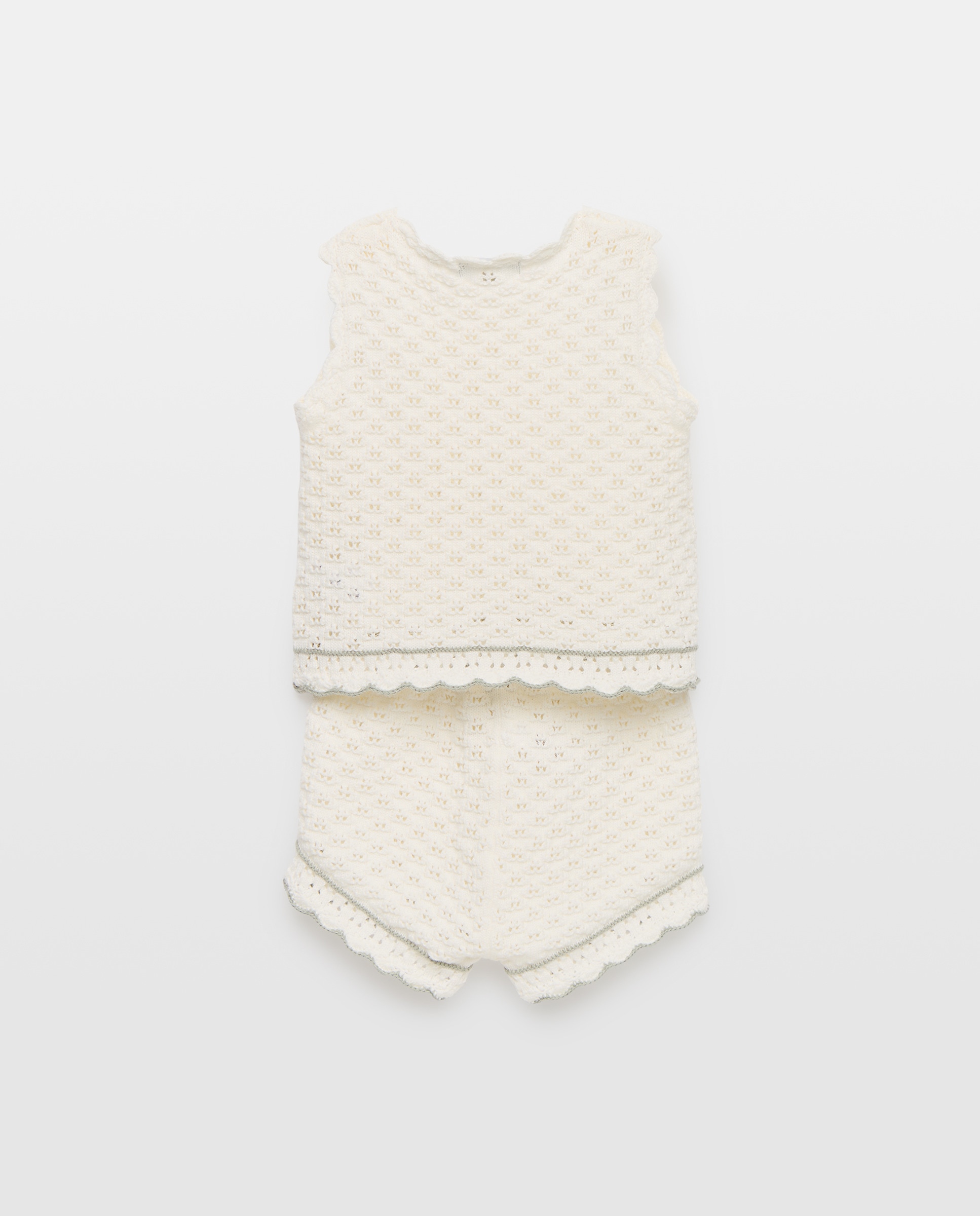 Conjunto de 2 Peças: Top e Calções de Tricot de Bebé com Crochet Coconut El Corte Inglés Branco-2