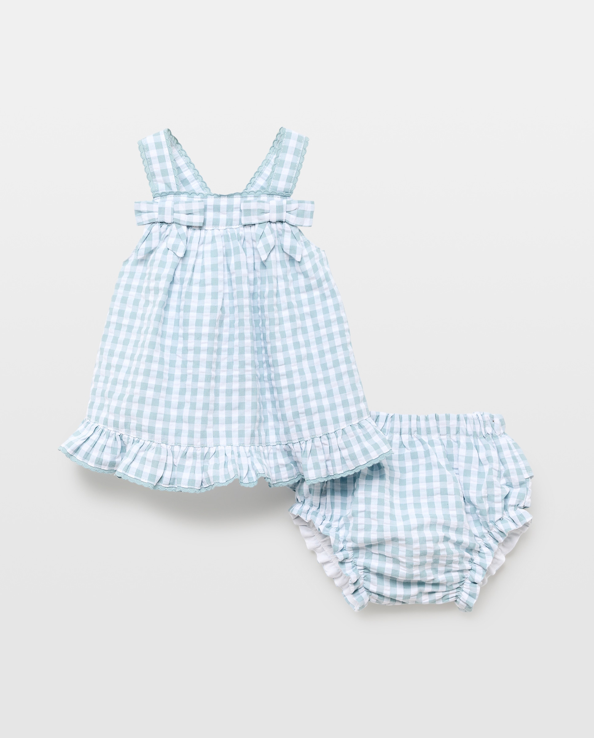 Imagem 0 de Vestido de Bebé com Alças Vichy e Costas Cruzadas