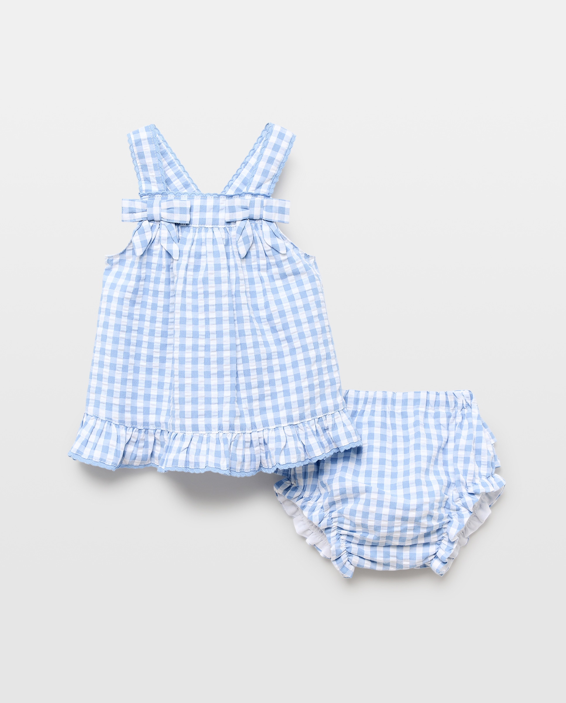 Imagem 0 de Vestido de Bebé com Alças Vichy e Costas Cruzadas