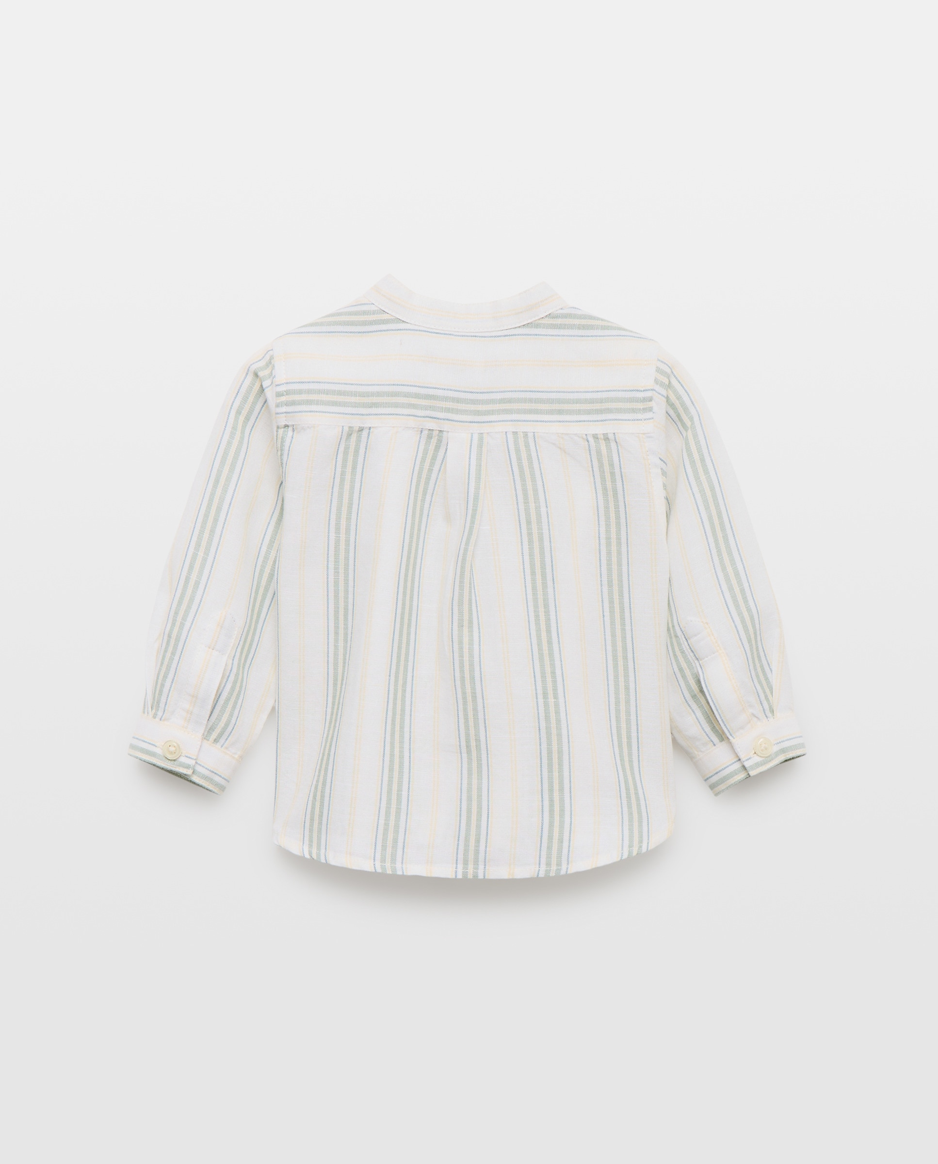 Camisa de Algodão e Linho de Bebé com Manga Comprida e Gola à Padre Coconut El Corte Inglés Verde-2