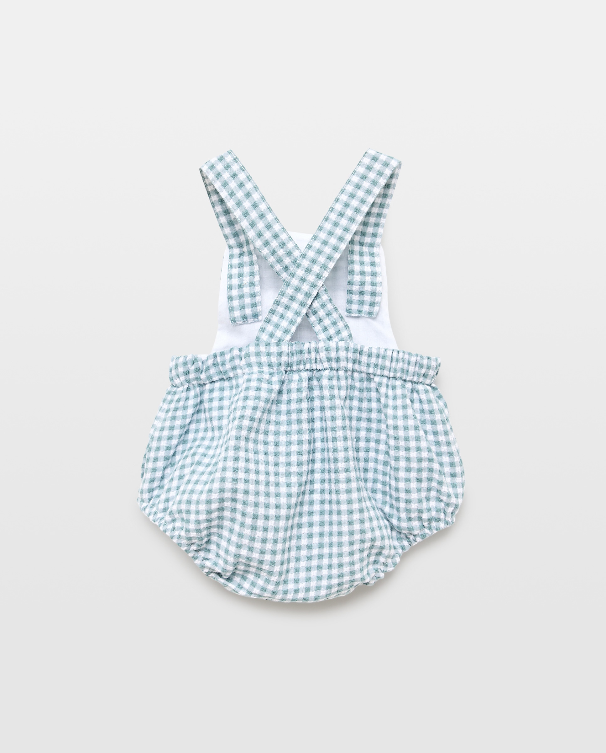 Babygrow de Alças Vichy de Bebé Verde-2