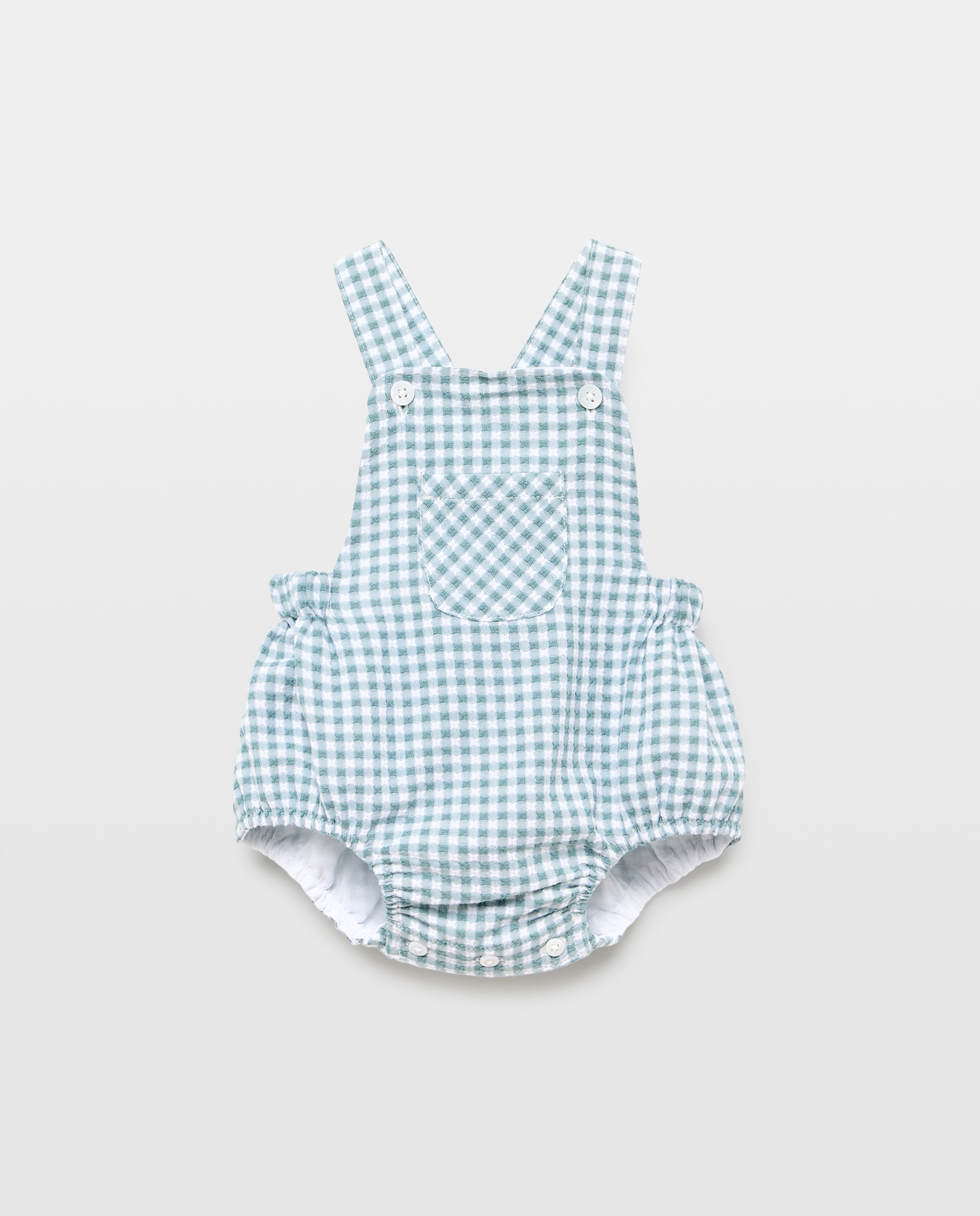 Babygrow de Alças Vichy de Bebé Verde-1