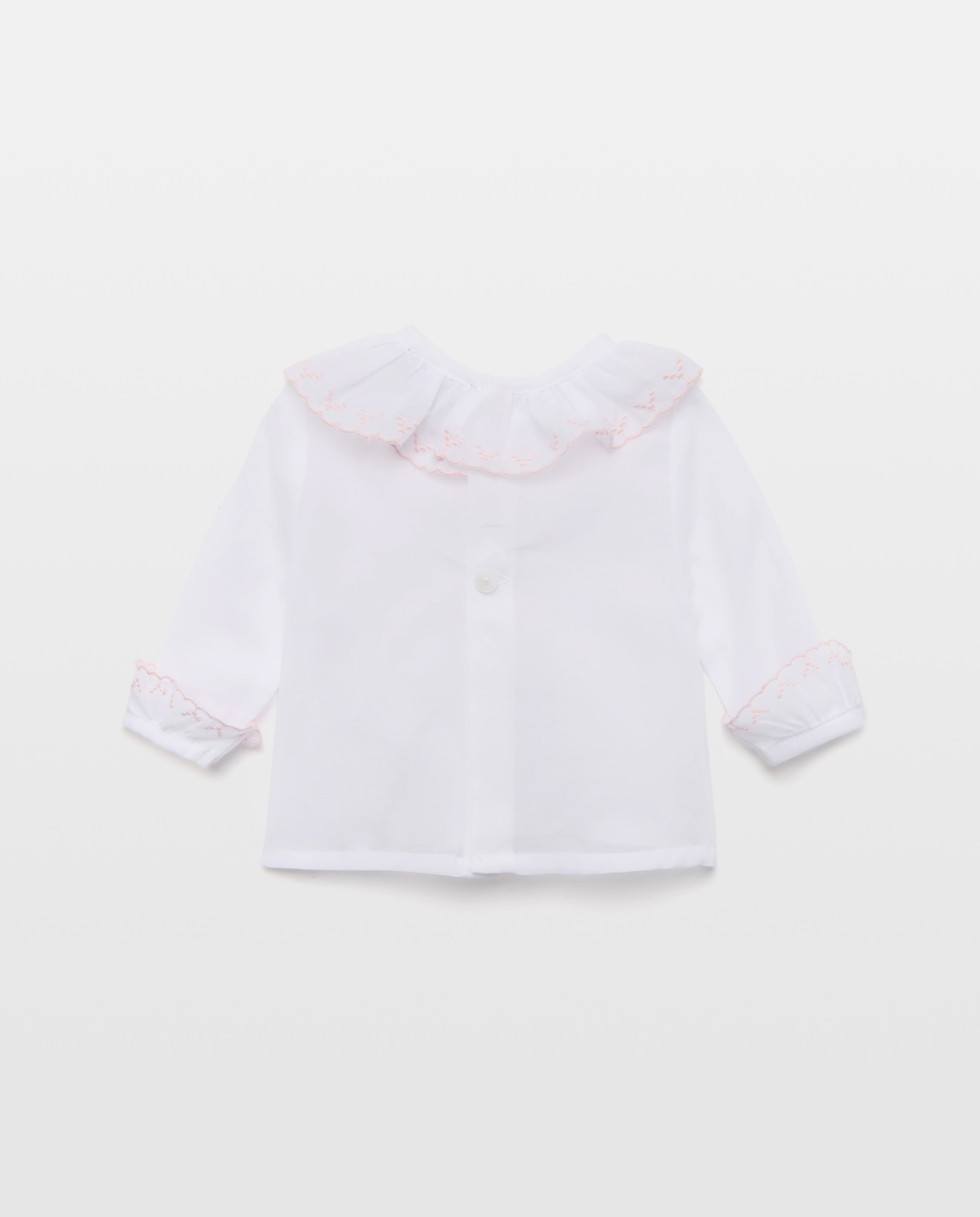 Camisa Básica de Bebé com Manga Comprida com Festão Branco-2