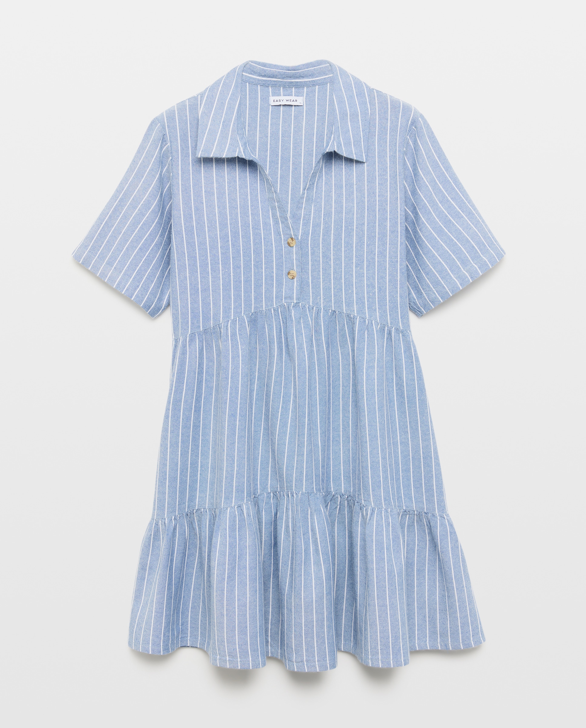 Vestido de Ganga Curto com Painéis Azul-3