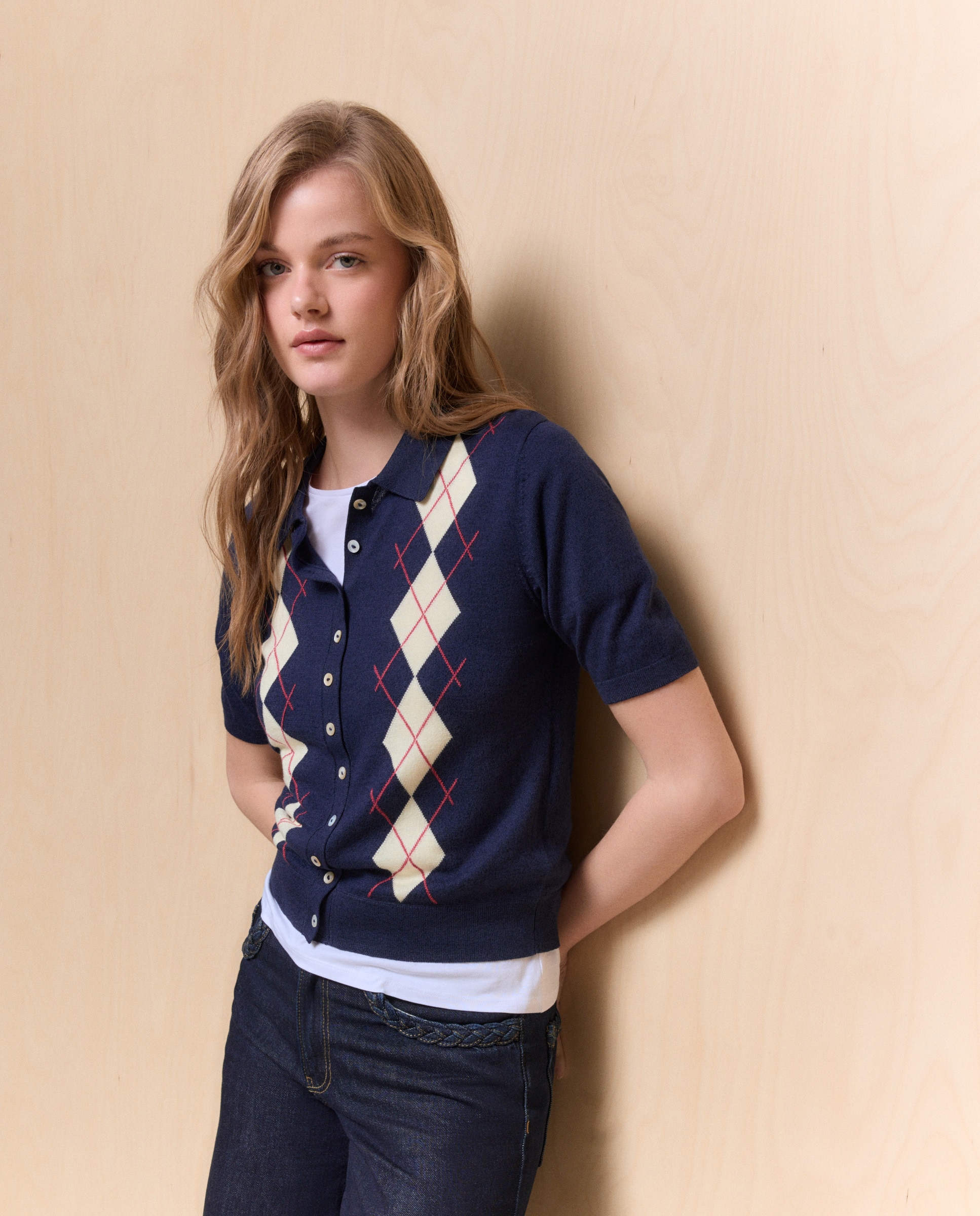 Camisola de Malha de Viscose Lisa Azul-1