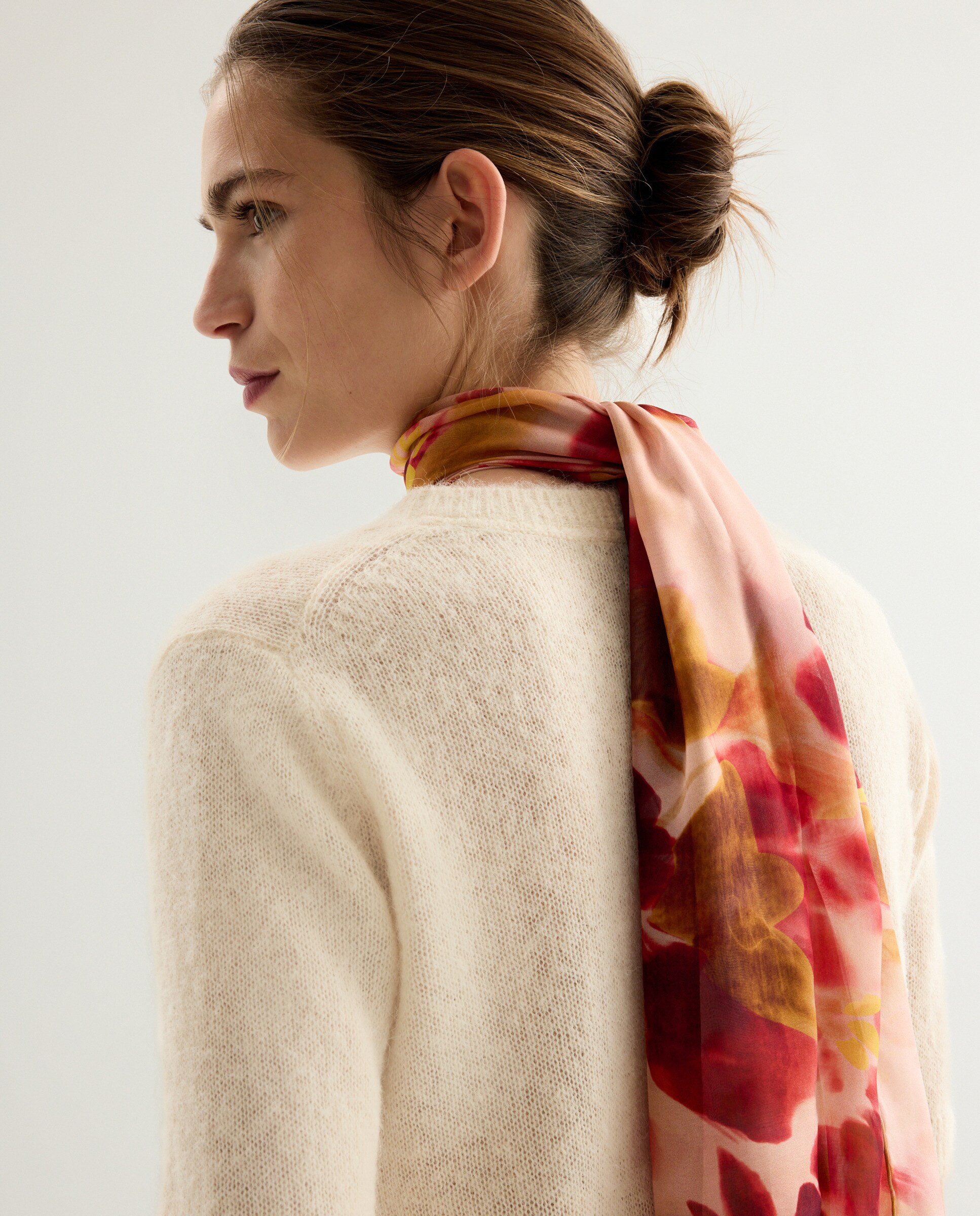 Chiffon 100% Seda com Estampado 660 Laranja-5