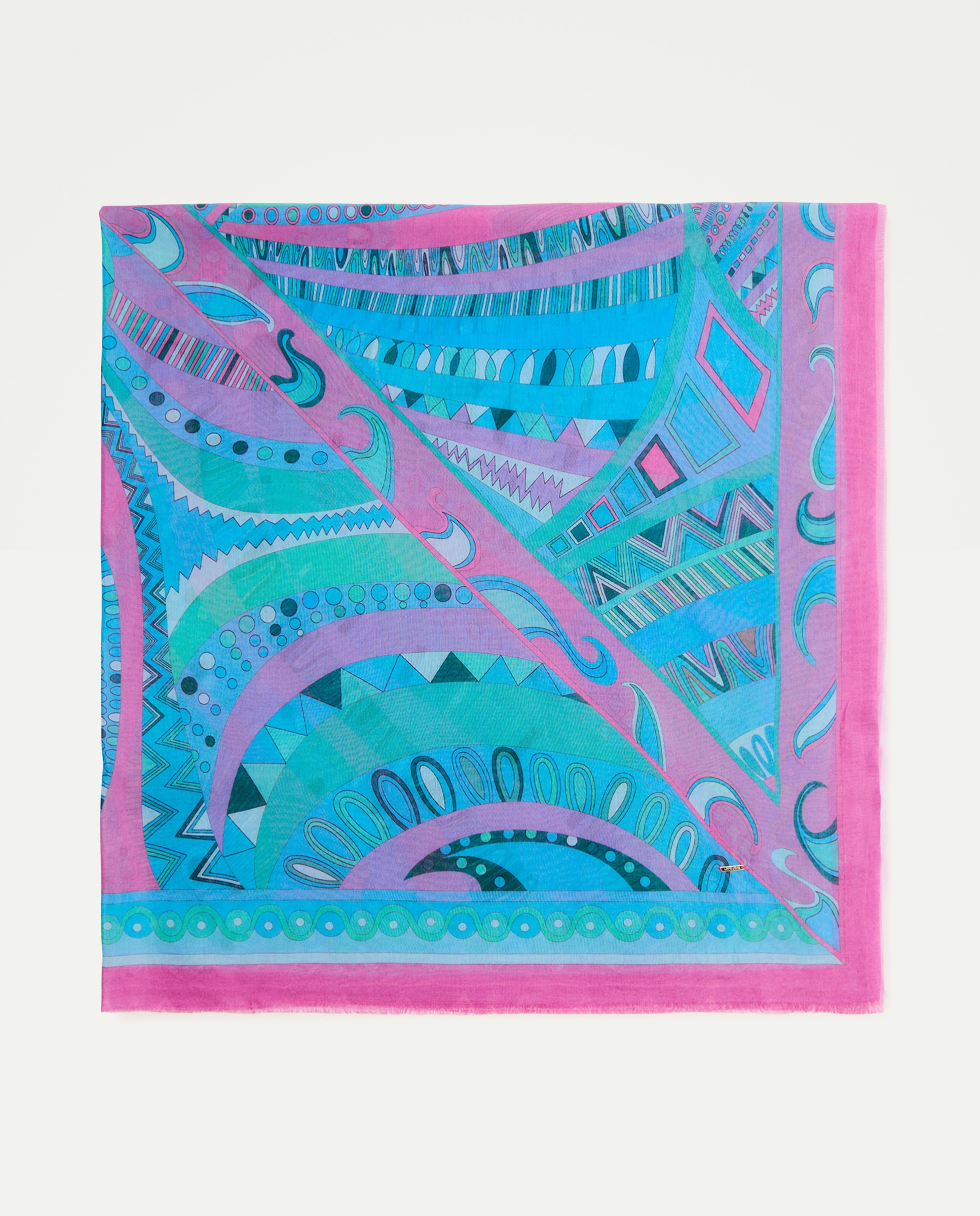 Écharpe de Algodão e Seda 400 Azul-2