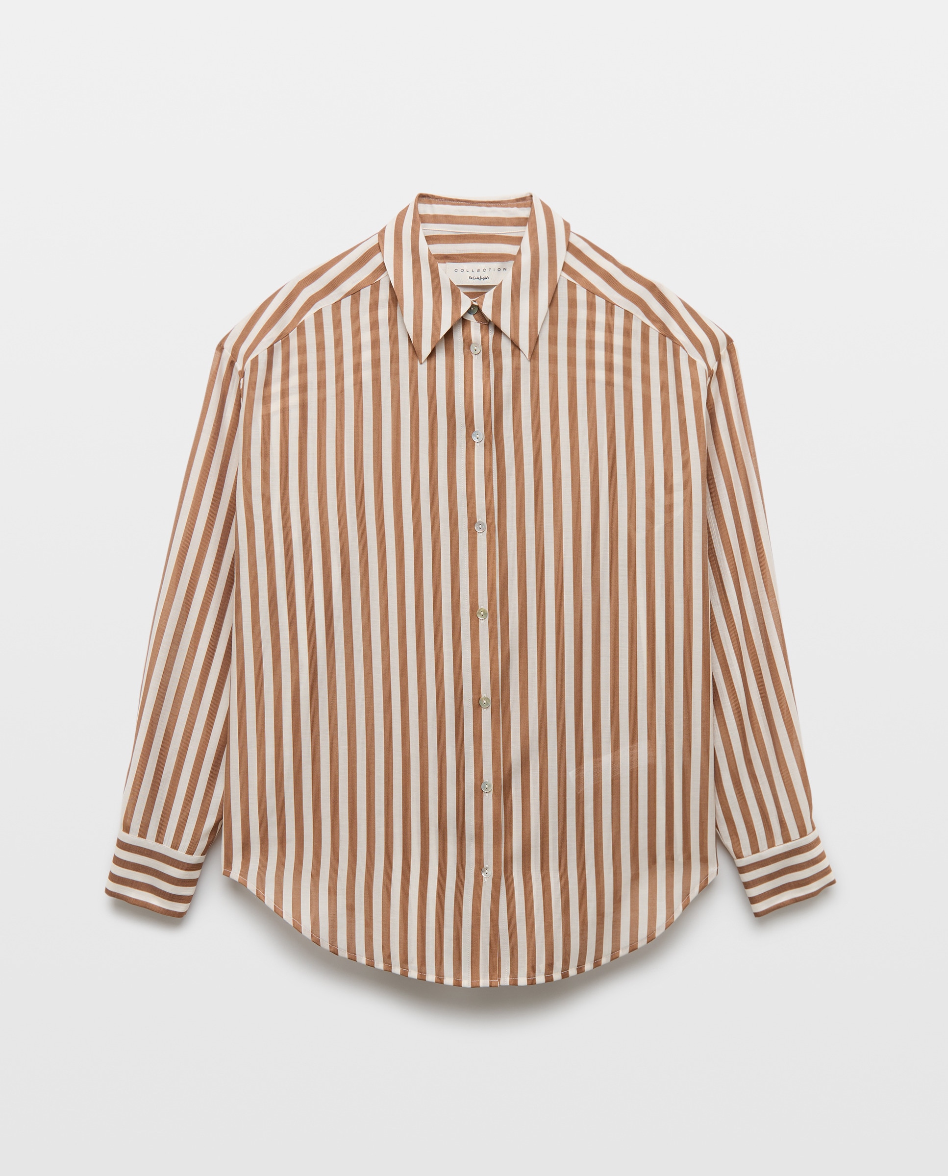 Blusa de Manga Comprida e Estampado às Riscas Branco-4