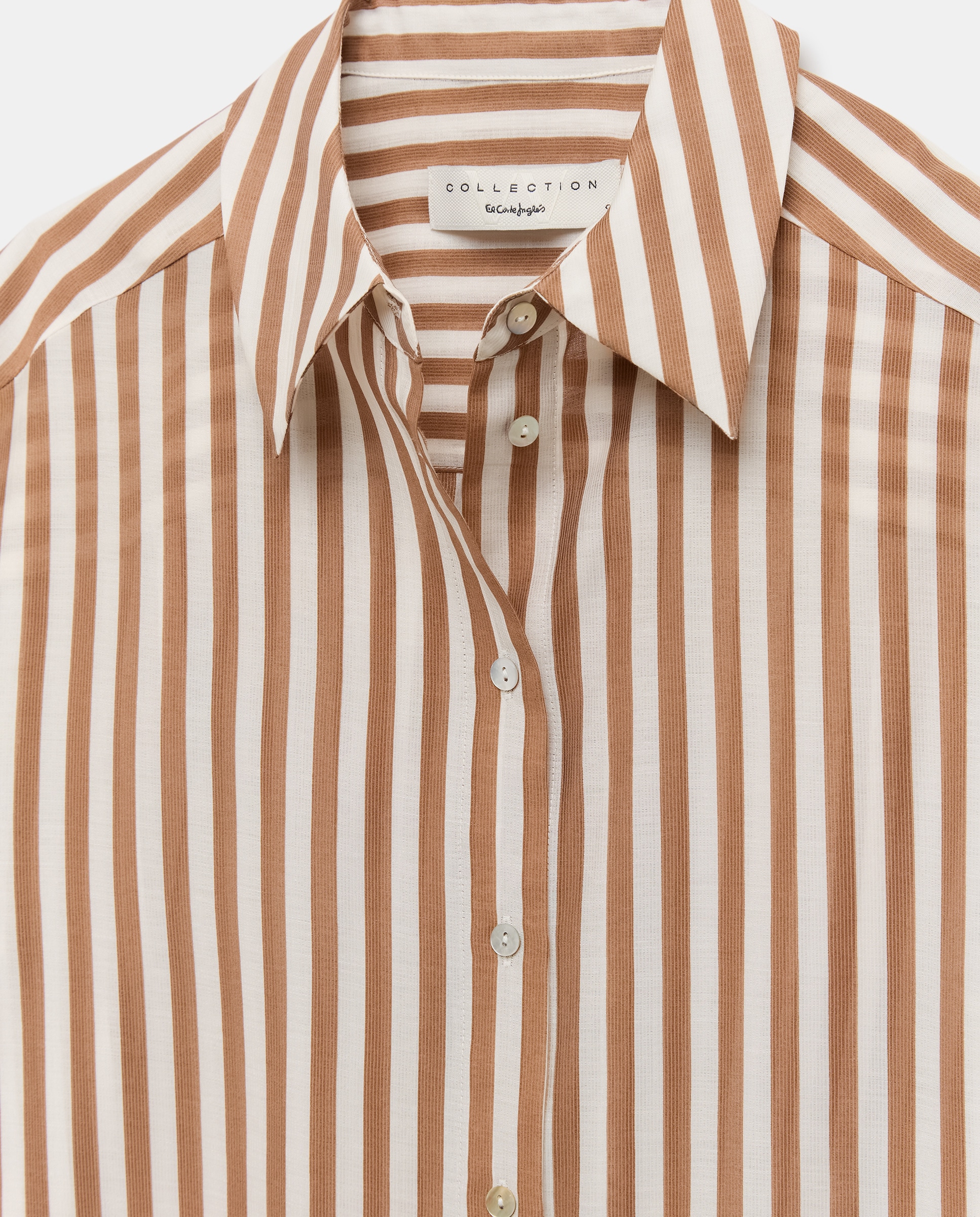 Blusa de Manga Comprida e Estampado às Riscas Branco-5