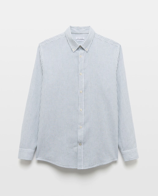 Imagem 0 de Camisa de Linho e Algodão às Riscas com Manga Comprida