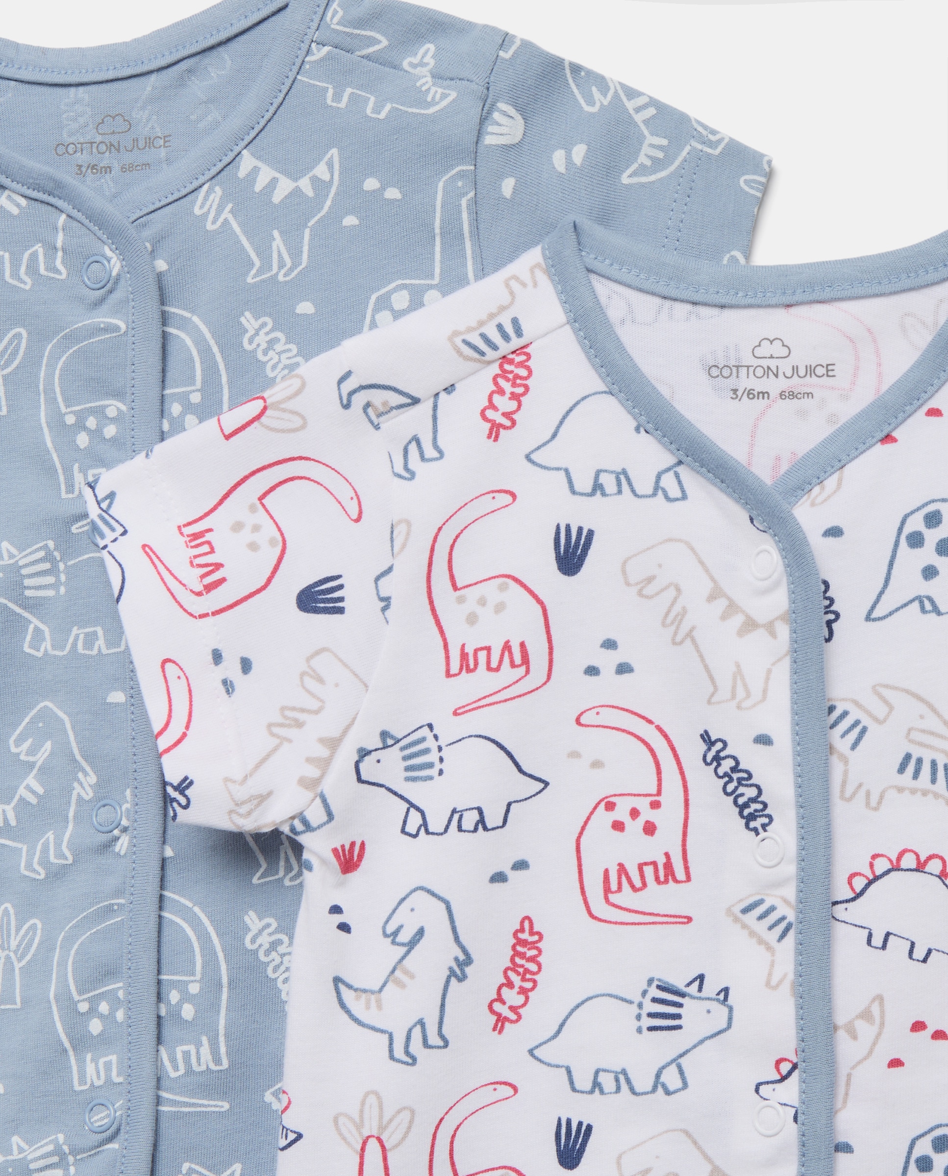 Pack de Dois Pijamas de Bebé com Dinossauros Cotton Juice Preto-3