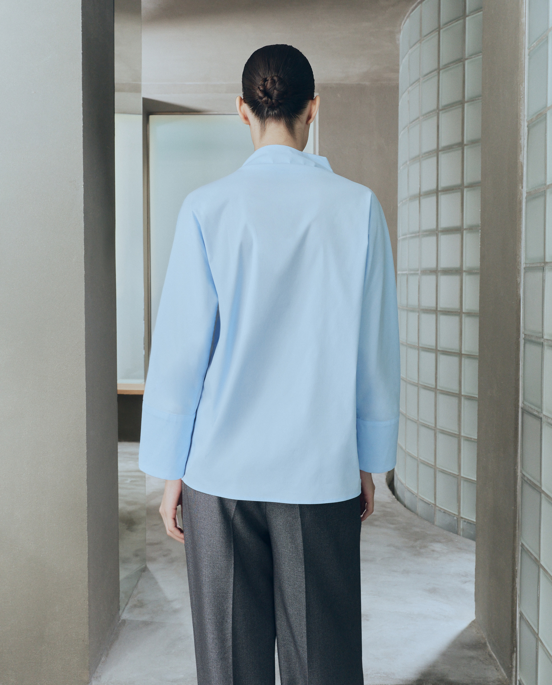 Camisa de Popelina Cruzada 410 Azul Claro-4