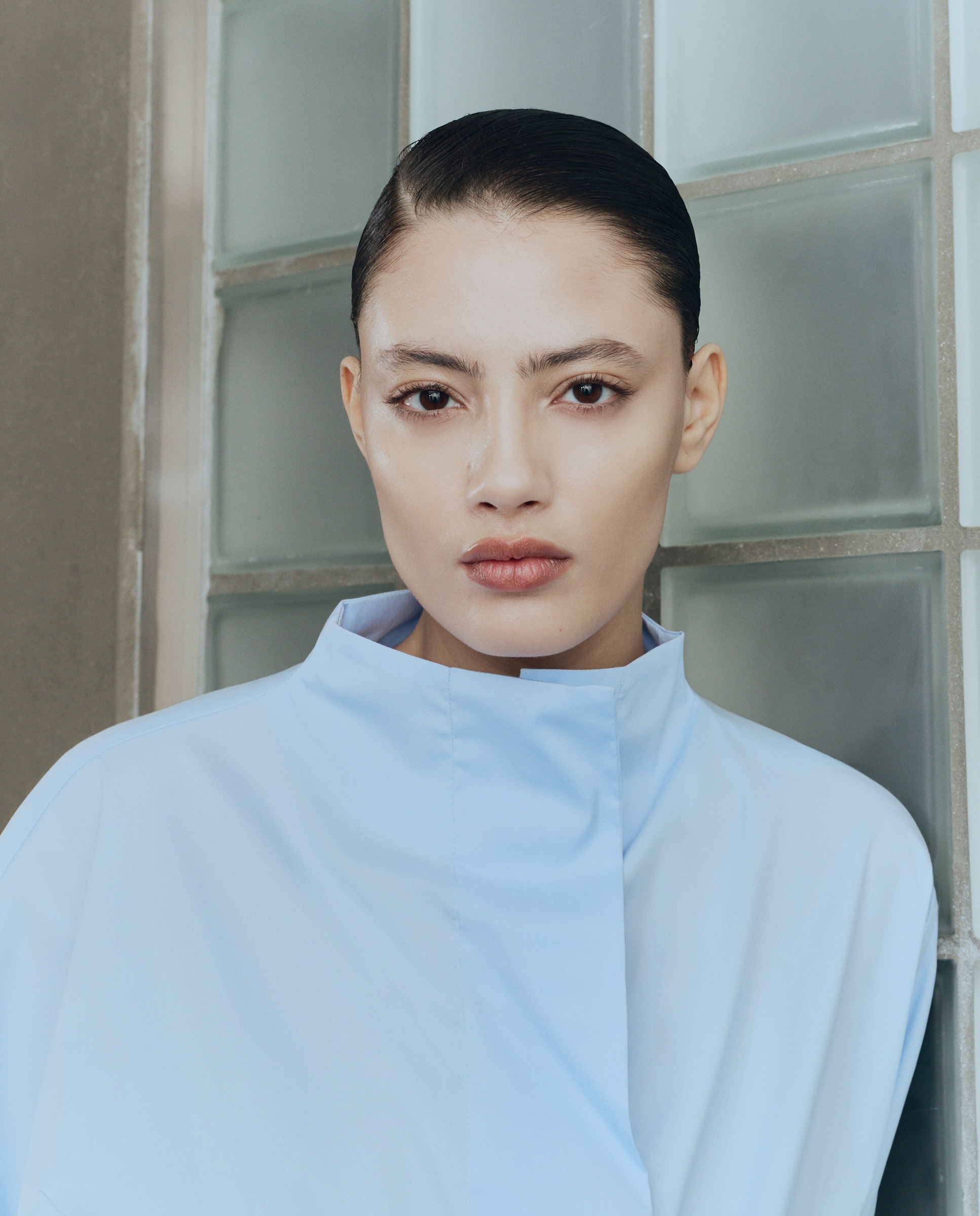 Camisa de Popelina Cruzada 410 Azul Claro-3