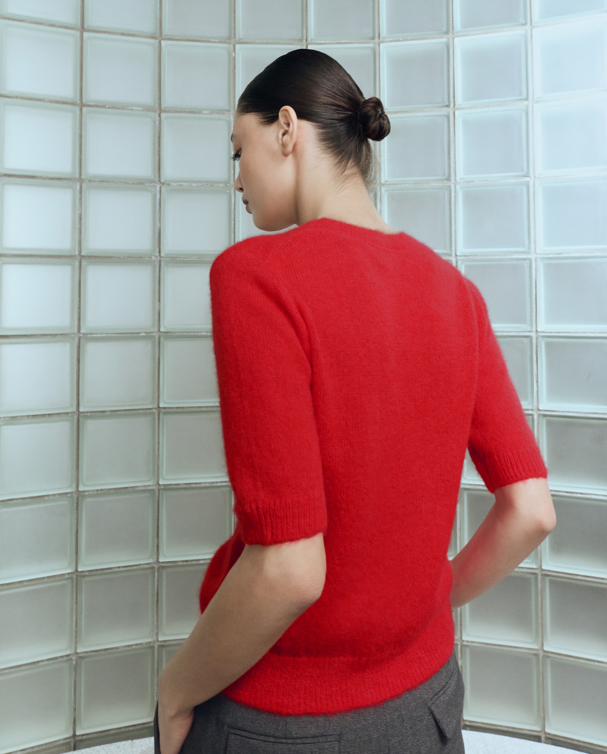 Camisola de Malha Tipo Top com Decote Redondo 600 Vermelho-4