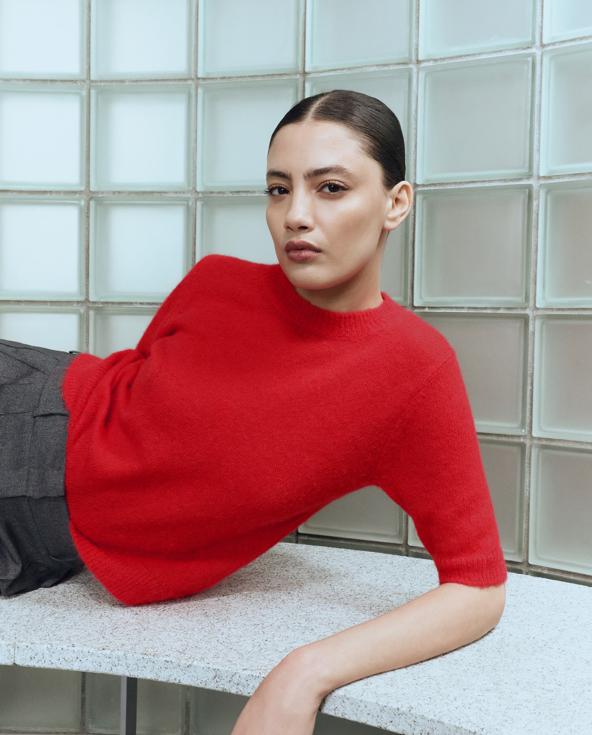 Camisola de Malha Tipo Top com Decote Redondo 600 Vermelho-2