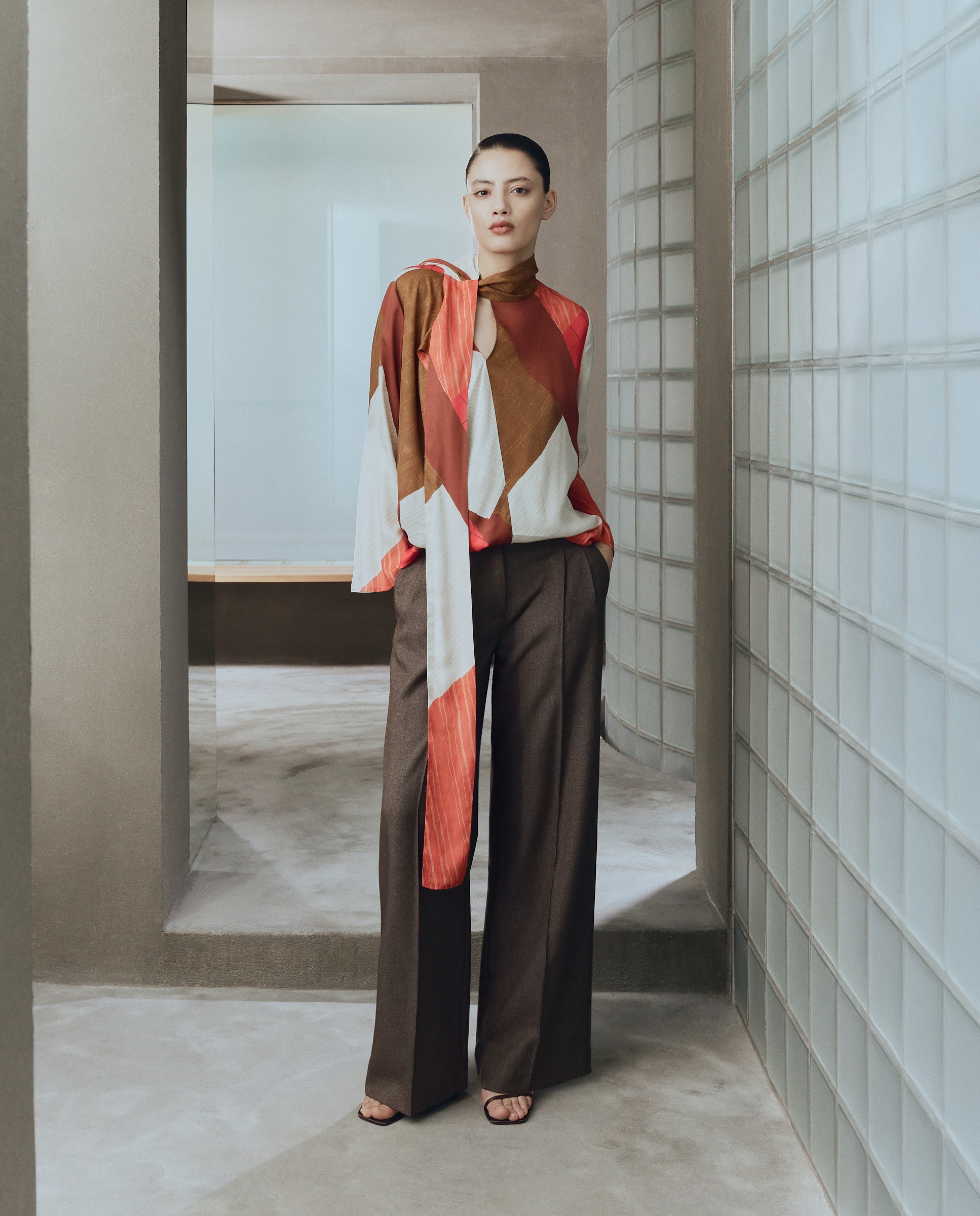 Blusa com Laço aos Quadrados Vermelho-1