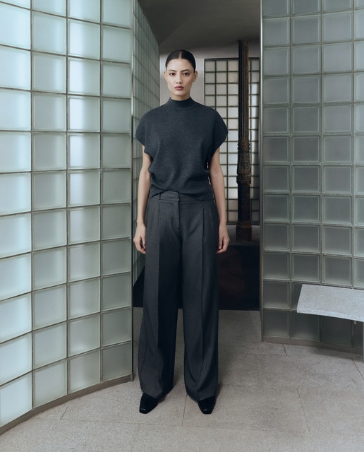 Imagem 0 de Calças largas com falso liso