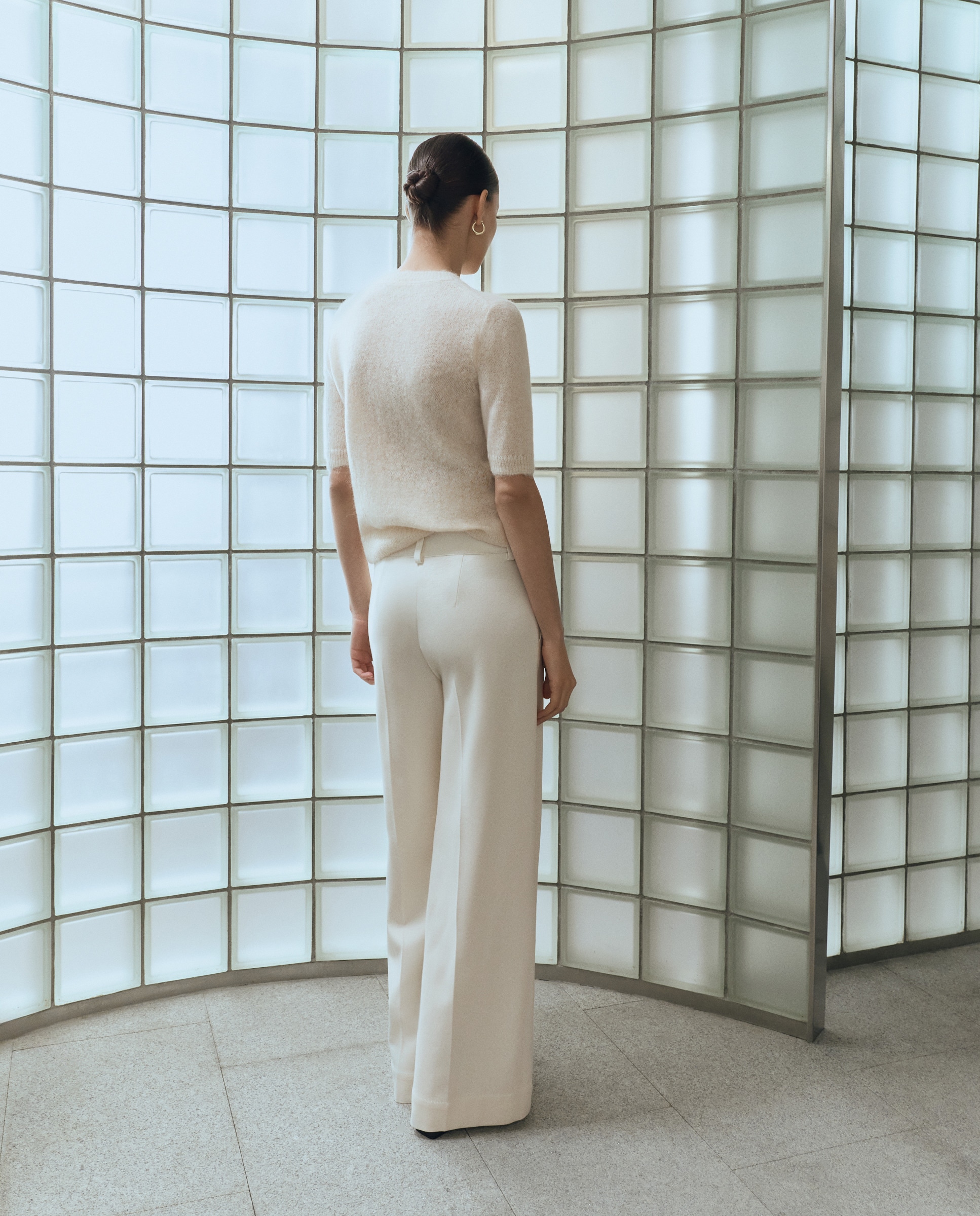 Calças de Malha com Pespontos 120 Cru-3